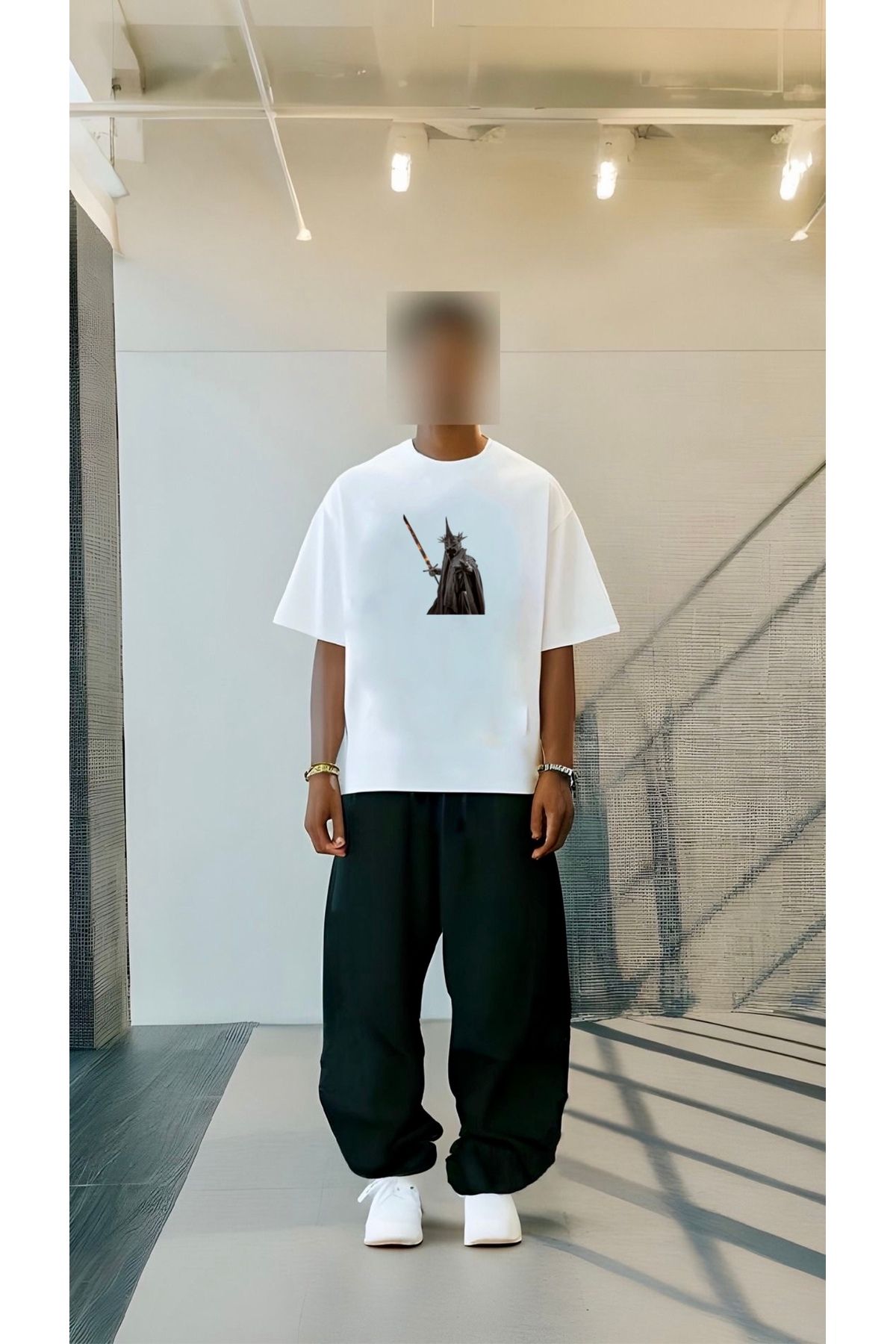 RPT MODA OVERSIZE RAHAT KALIP THE RING KING BASKILI YÜKSEK KALİTE KUMAŞ ERKEK T-SHIRT
