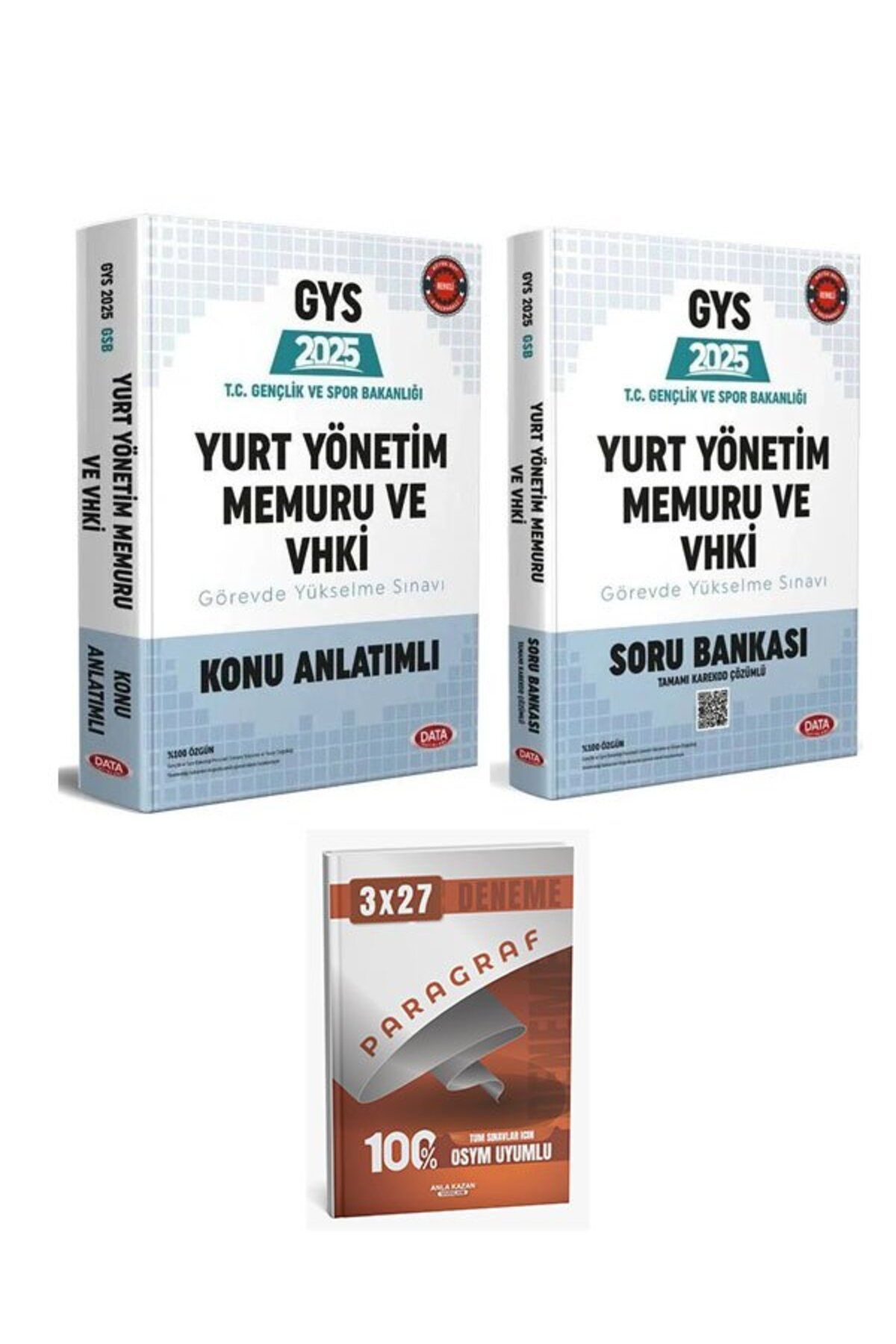 Anla Kazan Yayınları Data 2025 GYS Gençlik ve Spor Bakanlığı Yurt Yönetim Memuru ve VHKİ Konu+Soru+Anla Kazan Paragraf
