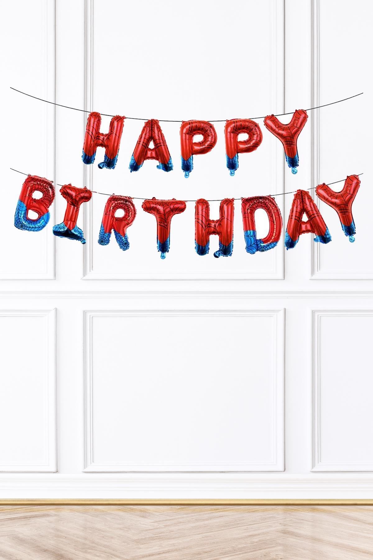 PEKSHOP Happy Birthday Balon Seti Örümcek Adam Konsept