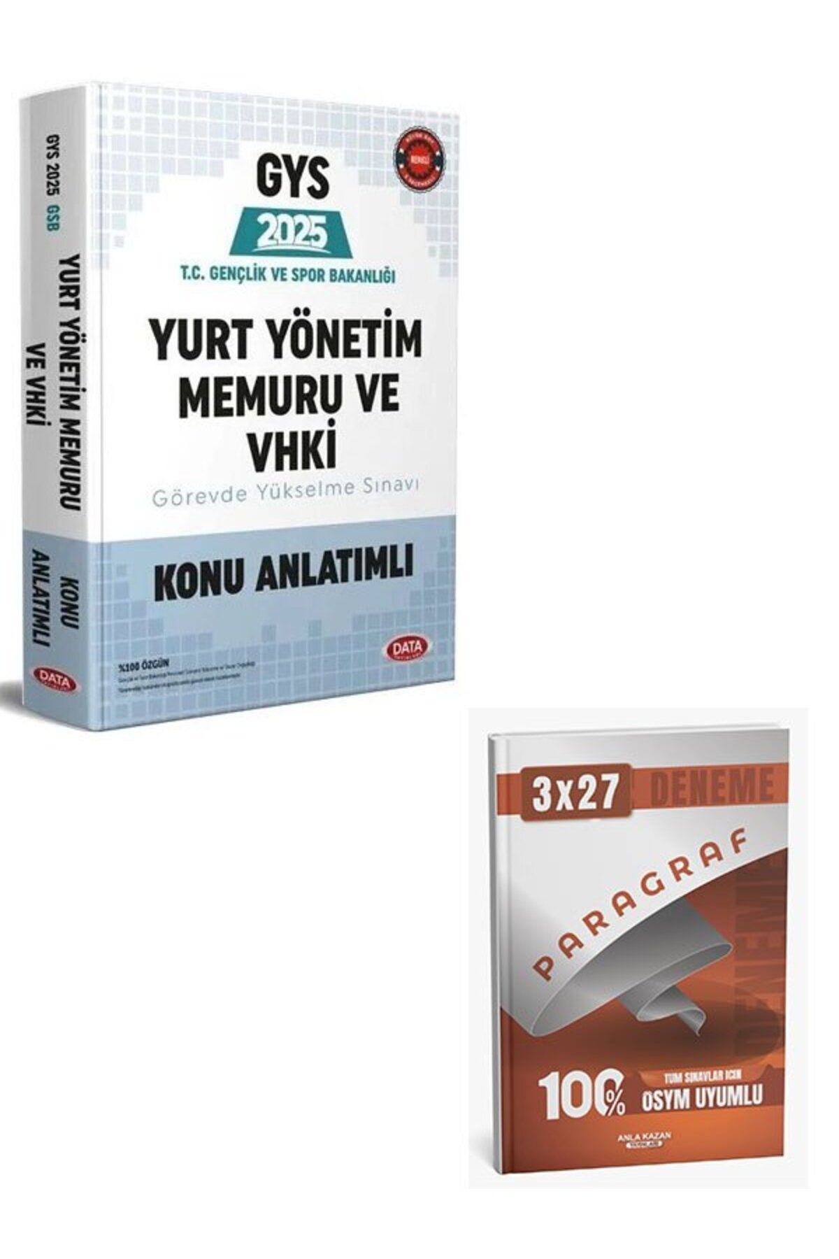 Anla Kazan Yayınları Data 2025 GYS Gençlik ve Spor Bakanlığı Yurt Yönetim Memuru ve VHKİ Konu Anlatımlı+Anla Kazan Parag