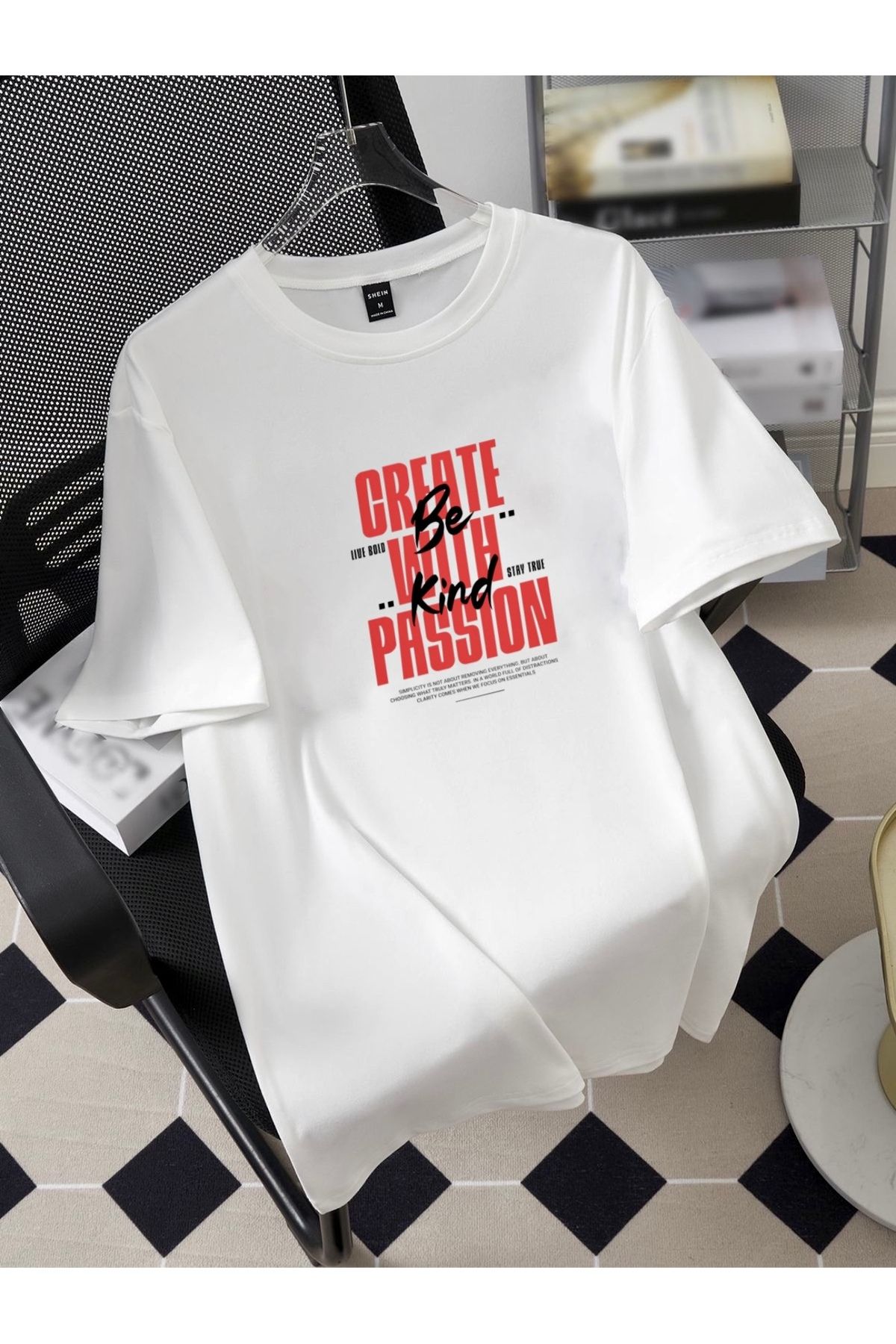 RPT MODA OVERSIZE RAHAT KALIP CREATE BASKILI YÜKSEK KALİTE KUMAŞ ERKEK T-SHIRT
