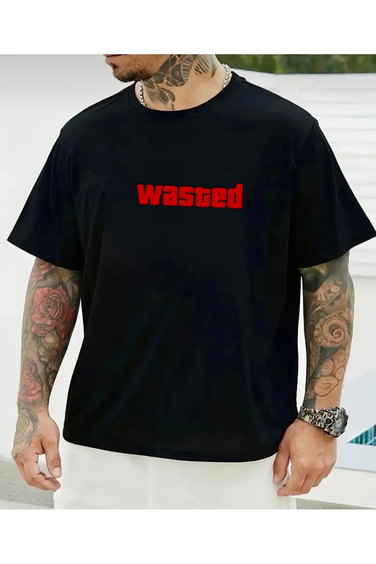 RPT MODA OVERSIZE RAHAT KALIP WASTED BASKILI YÜKSEK KALİTE KUMAŞ ERKEK T-SHIRT