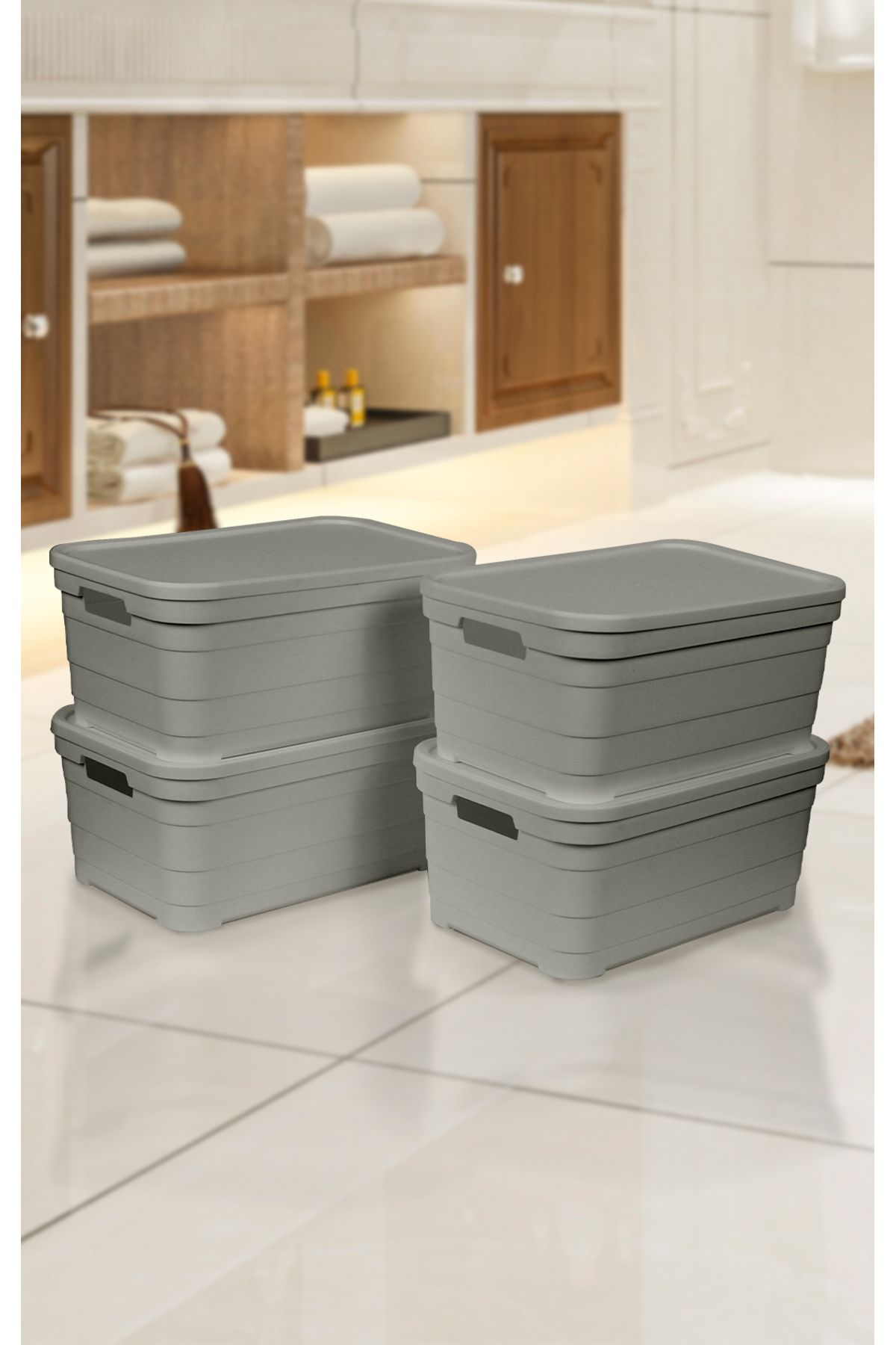 Nesto Home 4'lü Set Çok Amaçlı Renkli Kutu Kapaklı Ofis Organizeri 4x10,8 litre