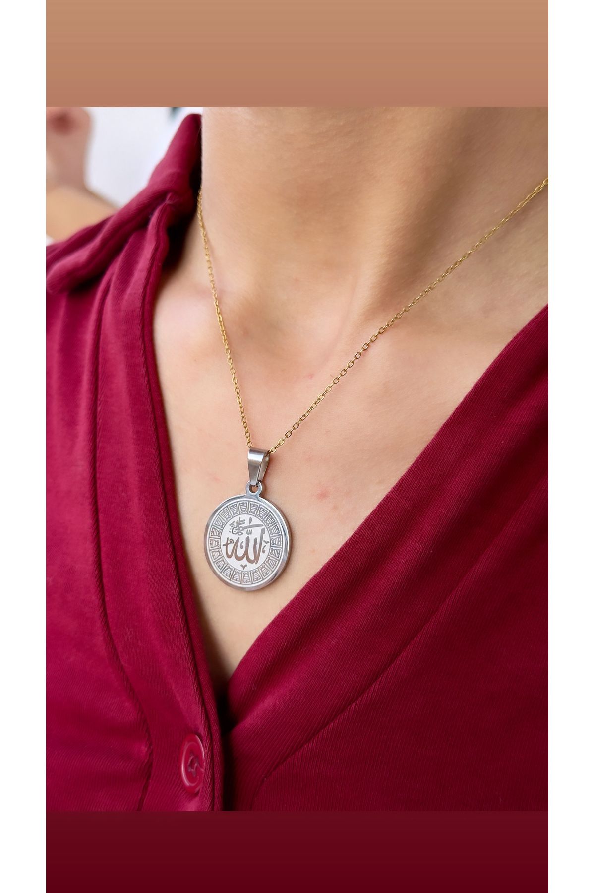 İNN JEWELLERY Çelik Kolye Kararmaz Antialerjik Allah Yazısı Figürlü (2 Yıl İthalatçı Garantili)