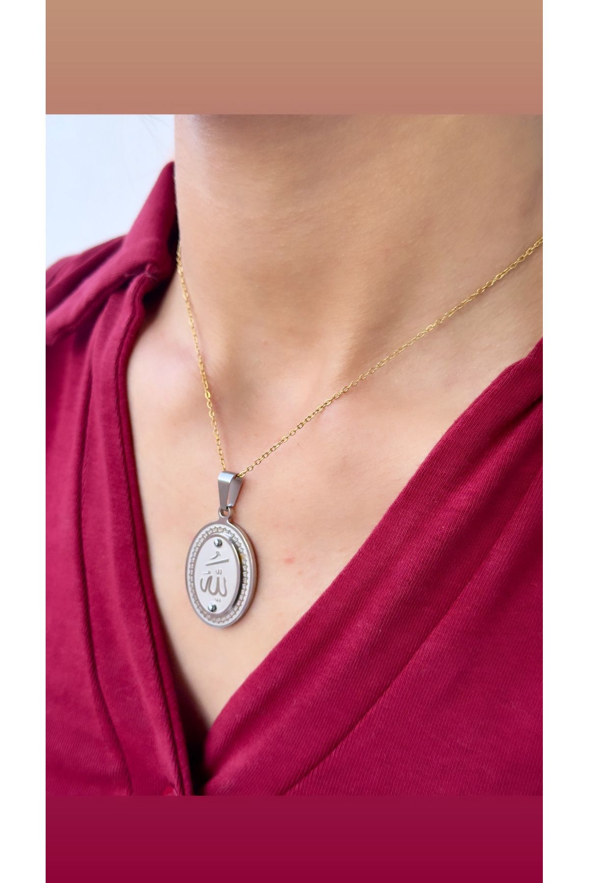 İNN JEWELLERY Çelik Kolye Kararmaz Antialerjik Allah Yazısı Figürlü (2 Yıl İthalatçı Garantili)