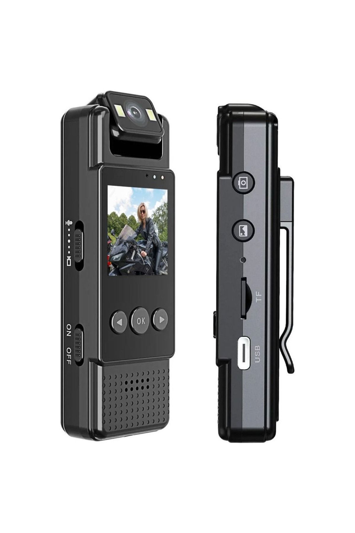DigiMonster Mini Wifi Vucut Kamerası 1.3 Inç LCD Ekran Full Hd 4K 180 Derece Dönebilir Kamera 1200MAH Batarya