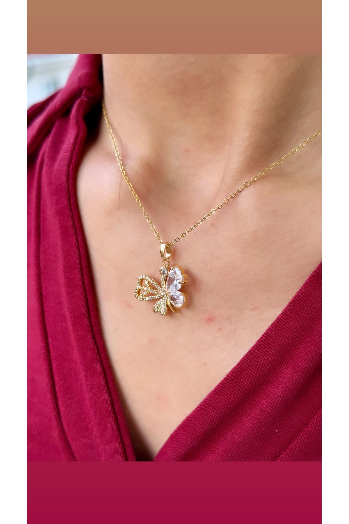 İNN JEWELLERY Çelik Kolye Kararmaz Antialerjik Kelebek Figürlü (2 Yıl İthalatçı Garantili)