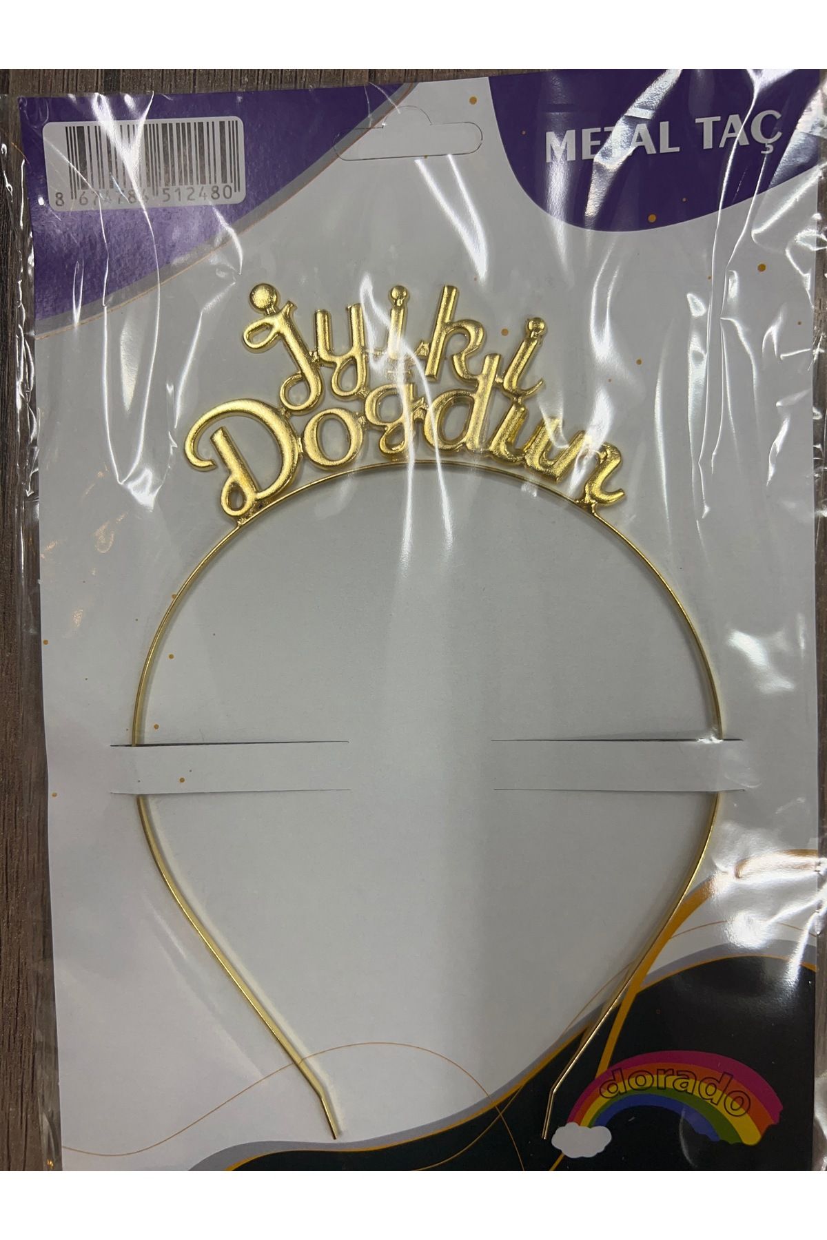 eğlencemarketi Metal Taç İyiki Doğdun Gold