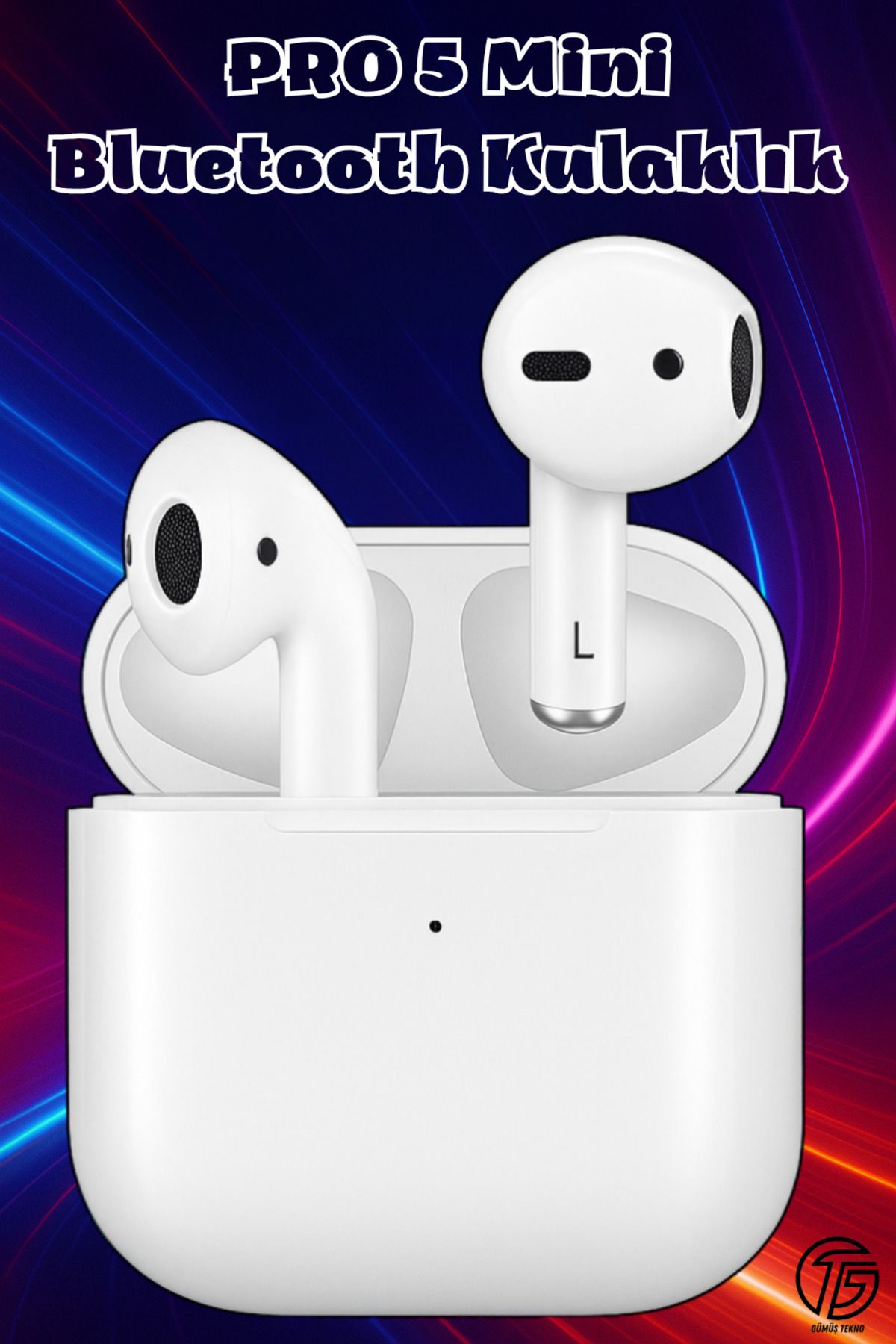 GÜMÜŞTEKNO Pro5 Mini Bluetooth Kulaklık 3D Stereo Yüksek Basslı Dokunmatik Bulutut Kablosuz İos Android Uyumlu