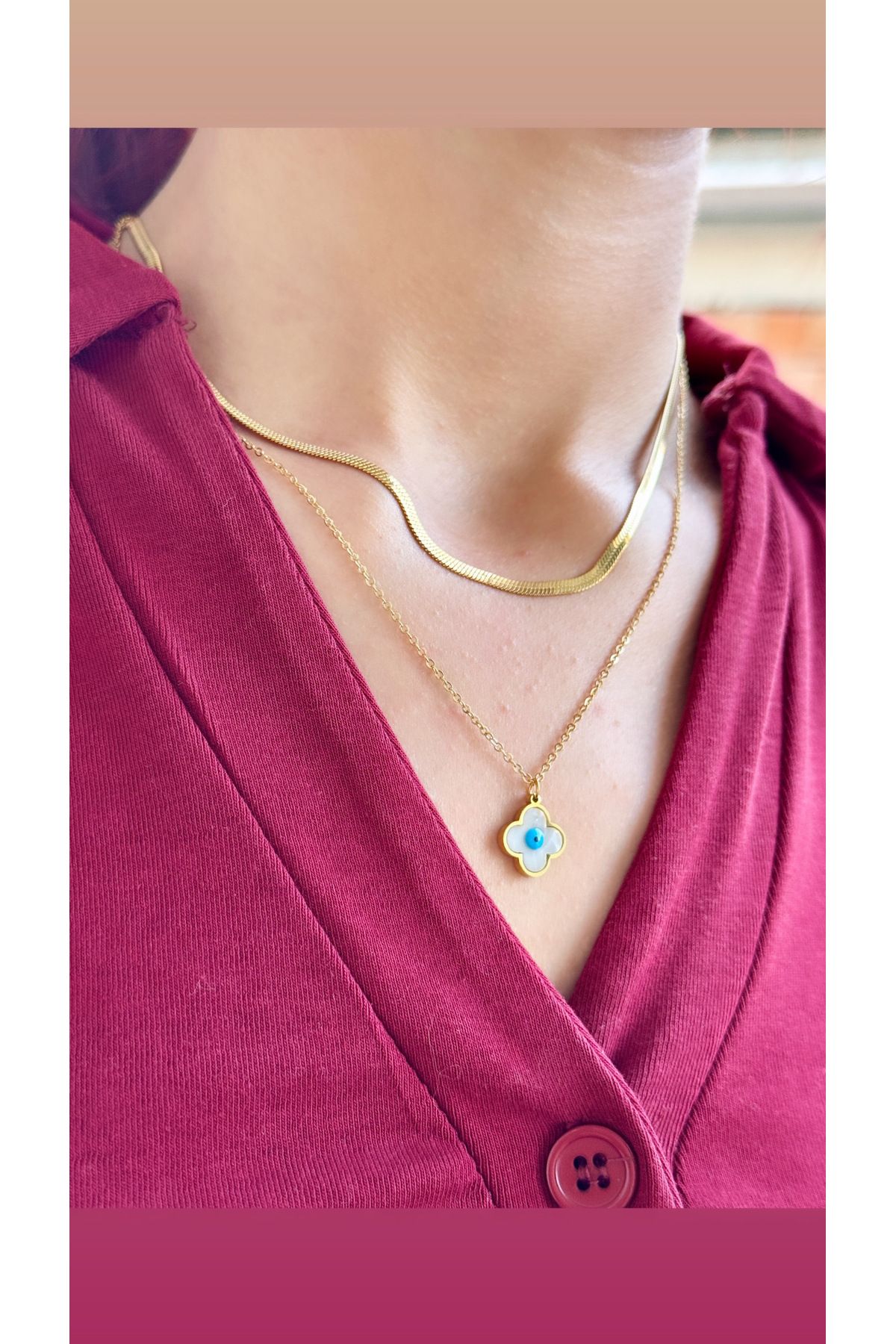 İNN JEWELLERY Çelik Kolye Kararmaz Antialerjik Yonca Figürlü (2 Yıl İthalatçı Garantili)