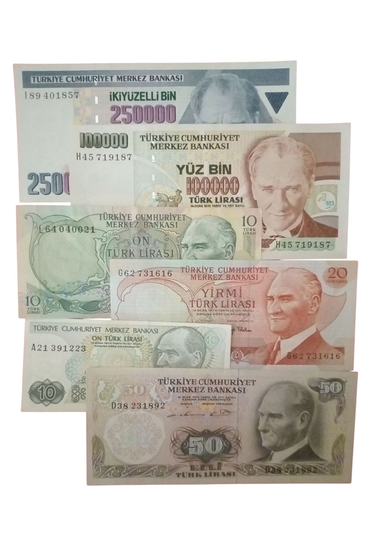 Yediotuz 6. 7. Emisyon 6 Adet Koleksiyon Kağıt Para Koleksiyon Başlangıç Setleri Antika Darpane Hobi Hediye