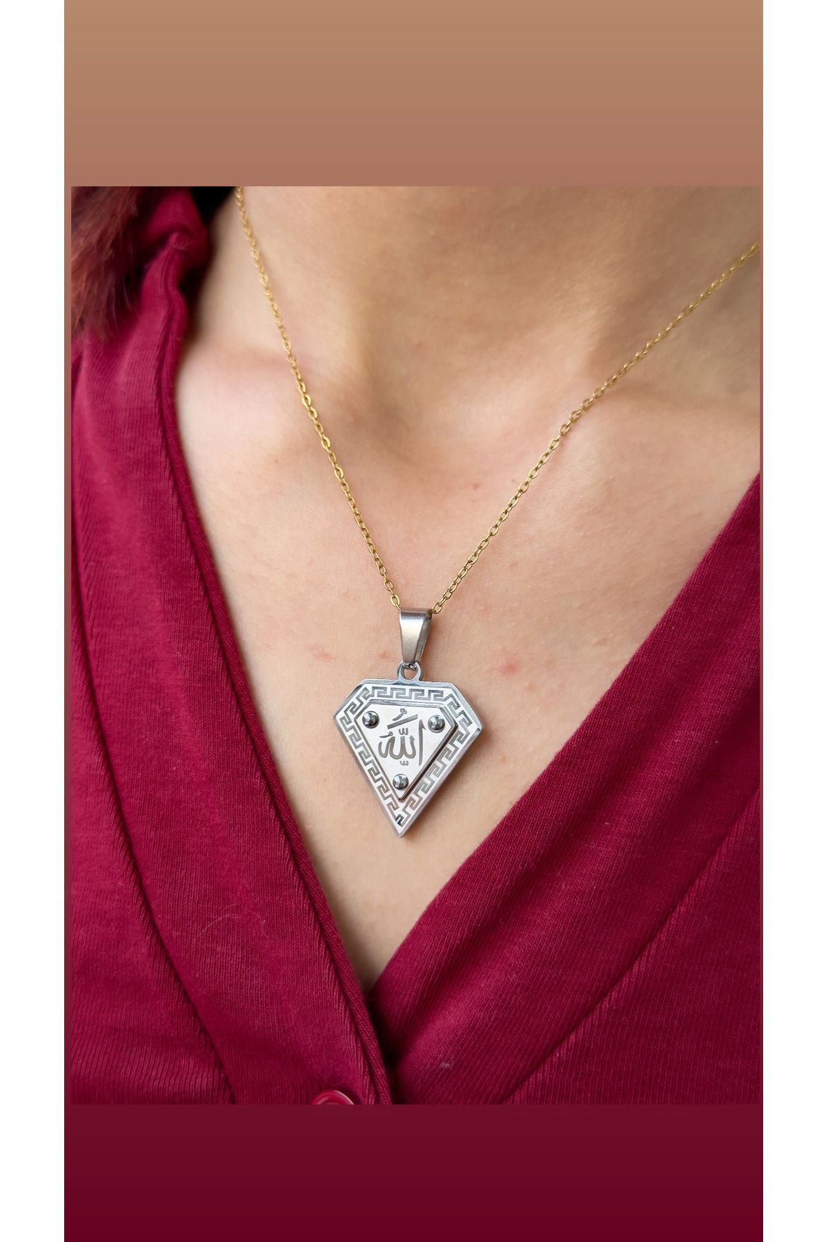 İNN JEWELLERY Çelik Kolye Kararmaz Antialerjik Allah Yazısı Figürlü (2 Yıl İthalatçı Garantili)