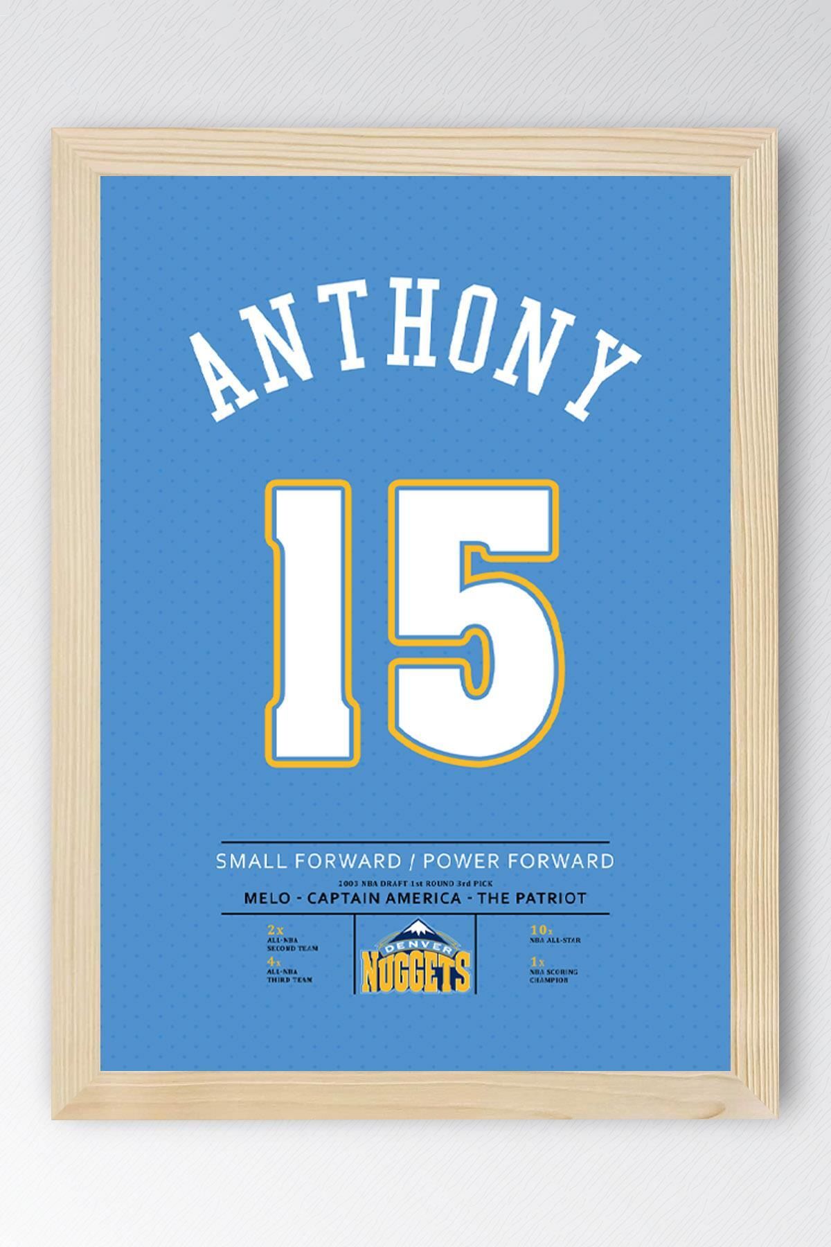 Saturn Carmelo Anthony Forma Çerçeveli Tablo - NBA Denver Nuggets Jersey
