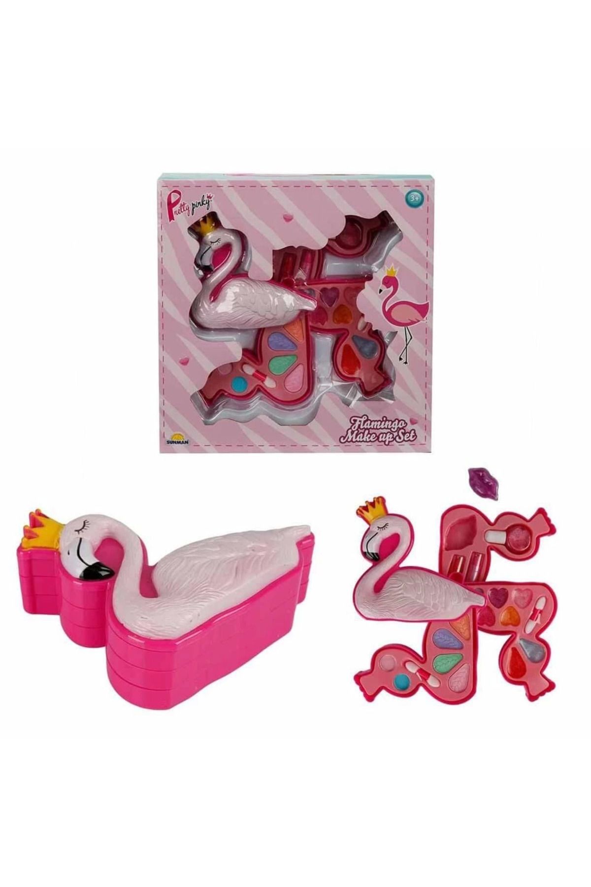 S'82 Flamingo Şekilli 3 Katlı Makyaj Güzellik Seti