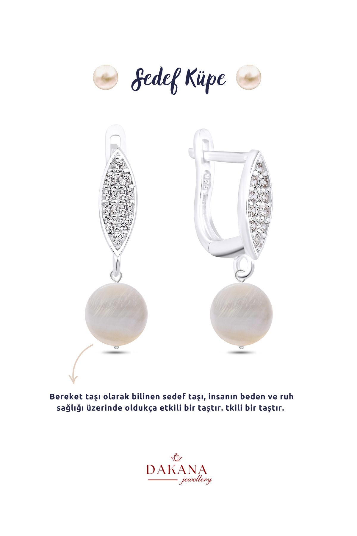 DAKANA JEWELLERY Sertifikalı Daire Stil Doğal Taş Gümüş Küpe