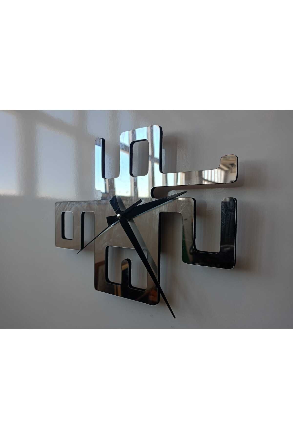 Wooden Factory Altın ve Gümüş Ayna Duvar Saati – Asimetrik Modern Tasarım, Dekoratif Model