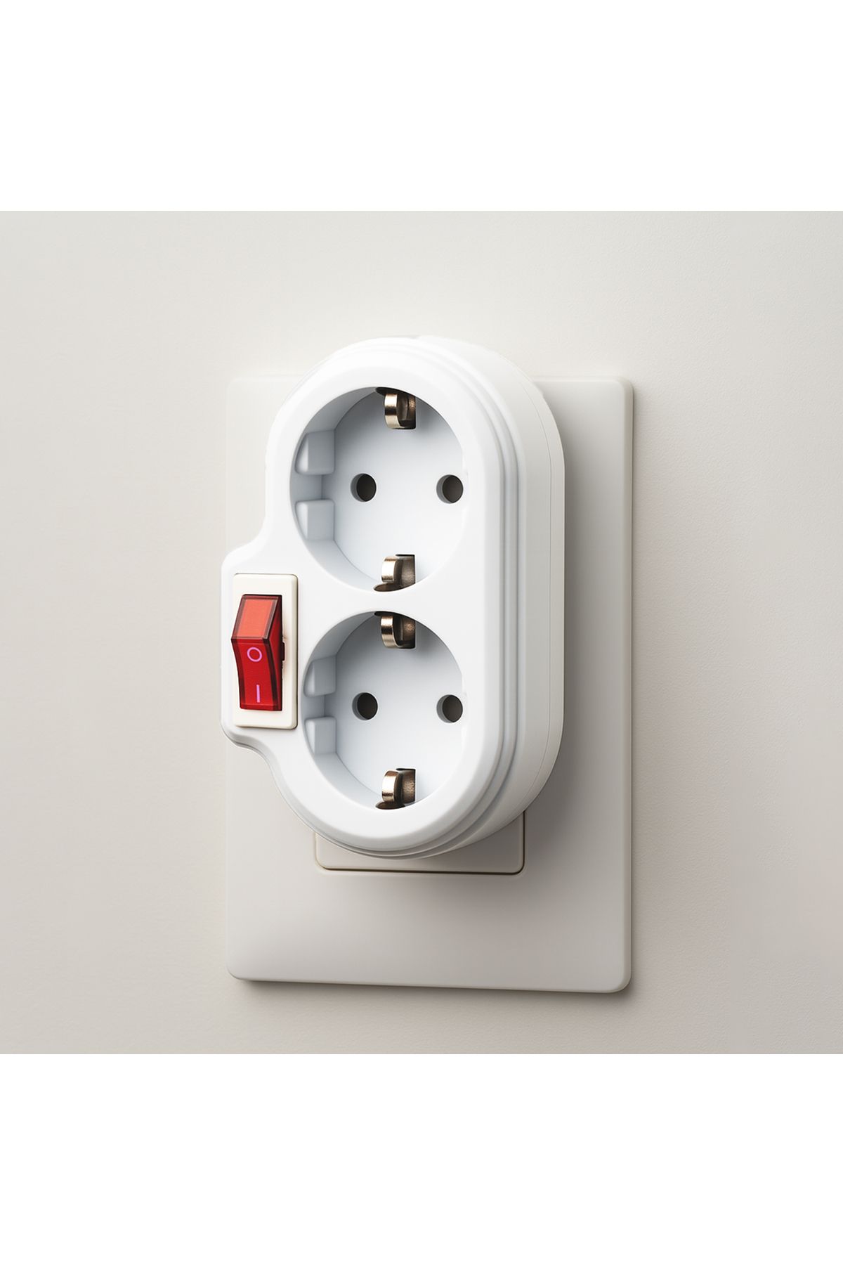 Badem10-2-Piece White Group Socket with Wireless On/Off Switch Plug Grounded Multi-Duplicator with Goliath Button 5