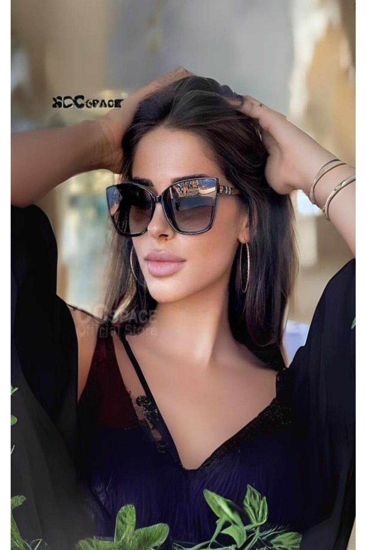 GİZEMLİMODA Kadın Cateye Siyah Degrade Güneş Gözlüğü