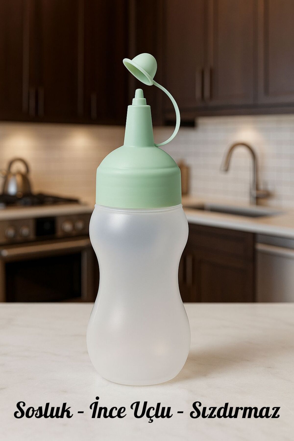Kelepir Fırsatlar YEŞİL Kapaklı 450 ml Sıkmalı Sosluk Yağdanlık Şişe (Ketçap - Mayonez - Sirke - Soslar İçin)