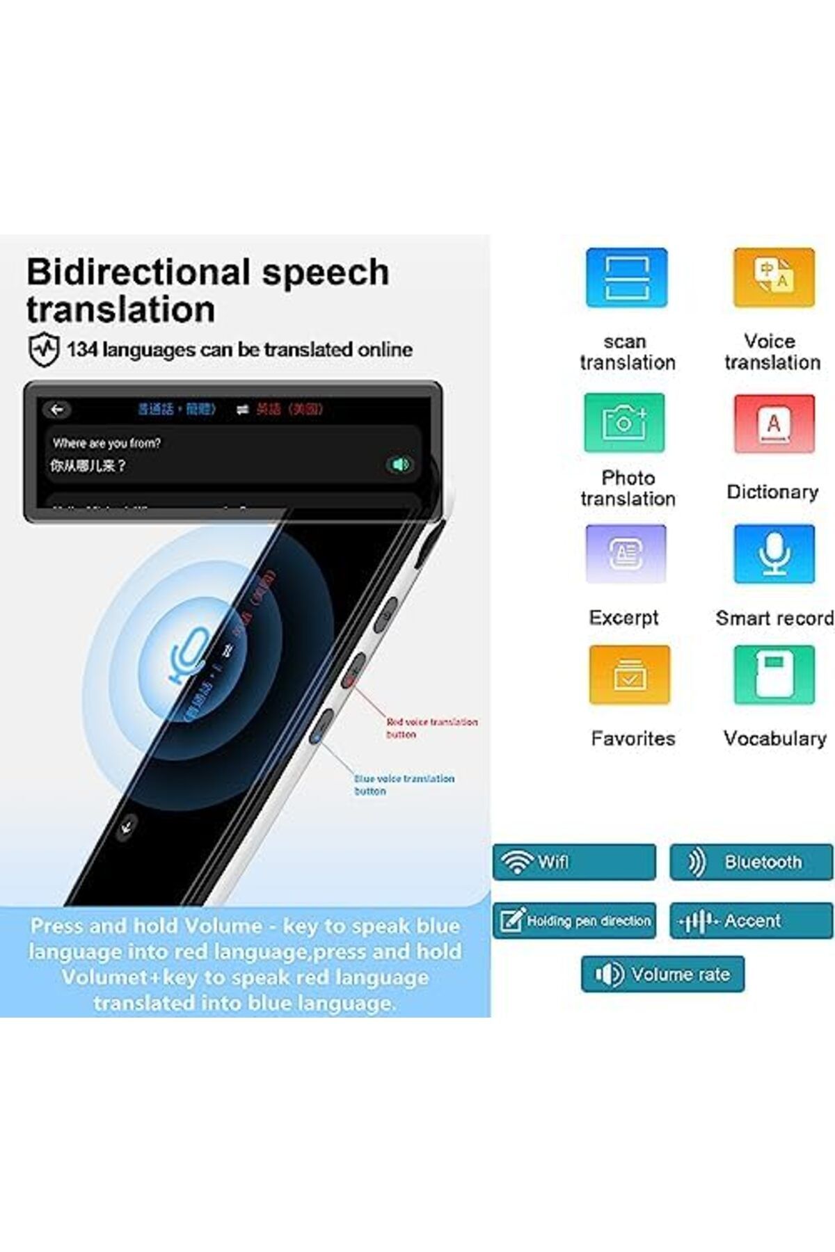 AWH-Translation Pen Scan Reader Pen Text to Speech Device Language Translator Device Support 134 Lan 7