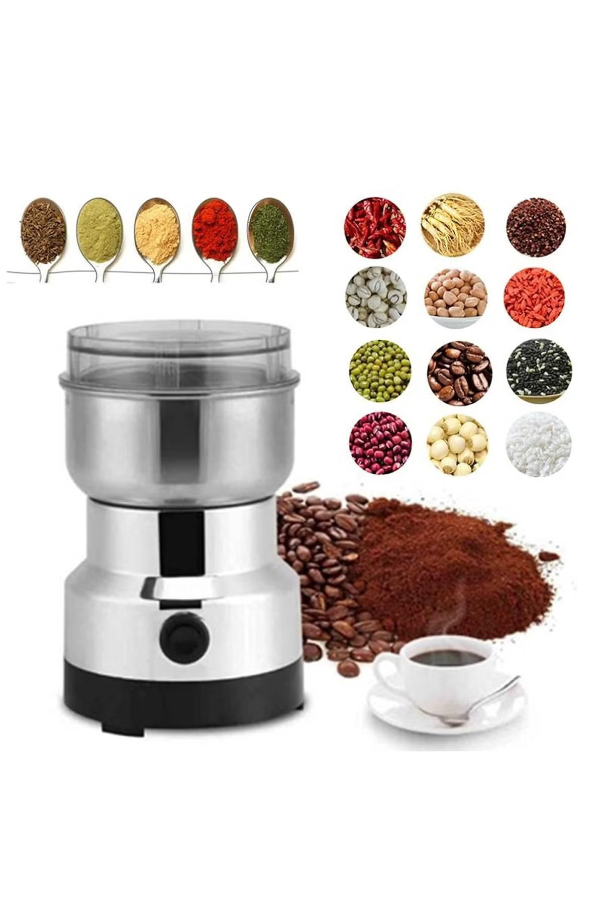 Primo Plus PR608 multi-functional stainless steel portable mini coffee grinder for coffee beans and spices