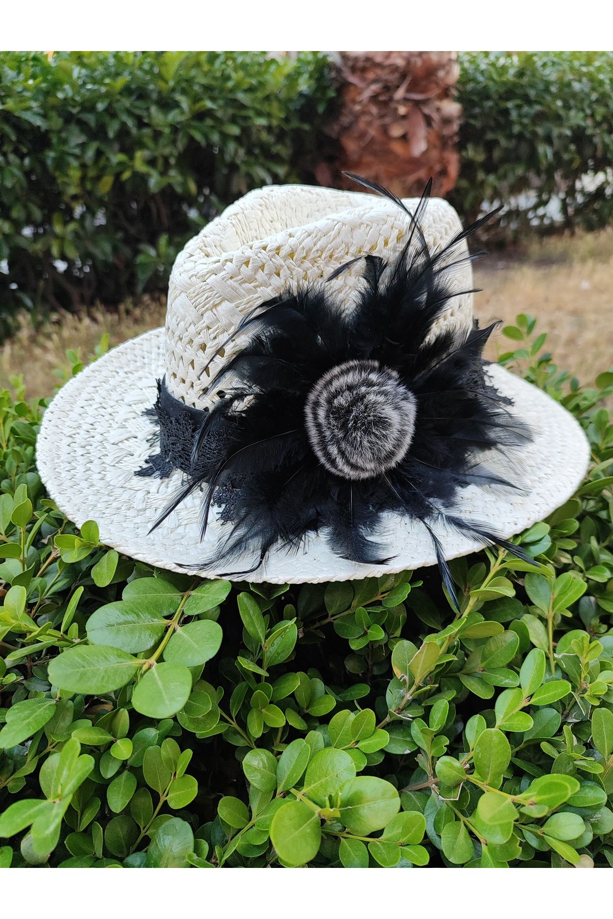 SAHRA BEACHWEAR Kadın Plaj Şapkası, Hasır Şapka, Handmade Tasarım Şapka, Yazlık Şapka , Kovboy Şapkası