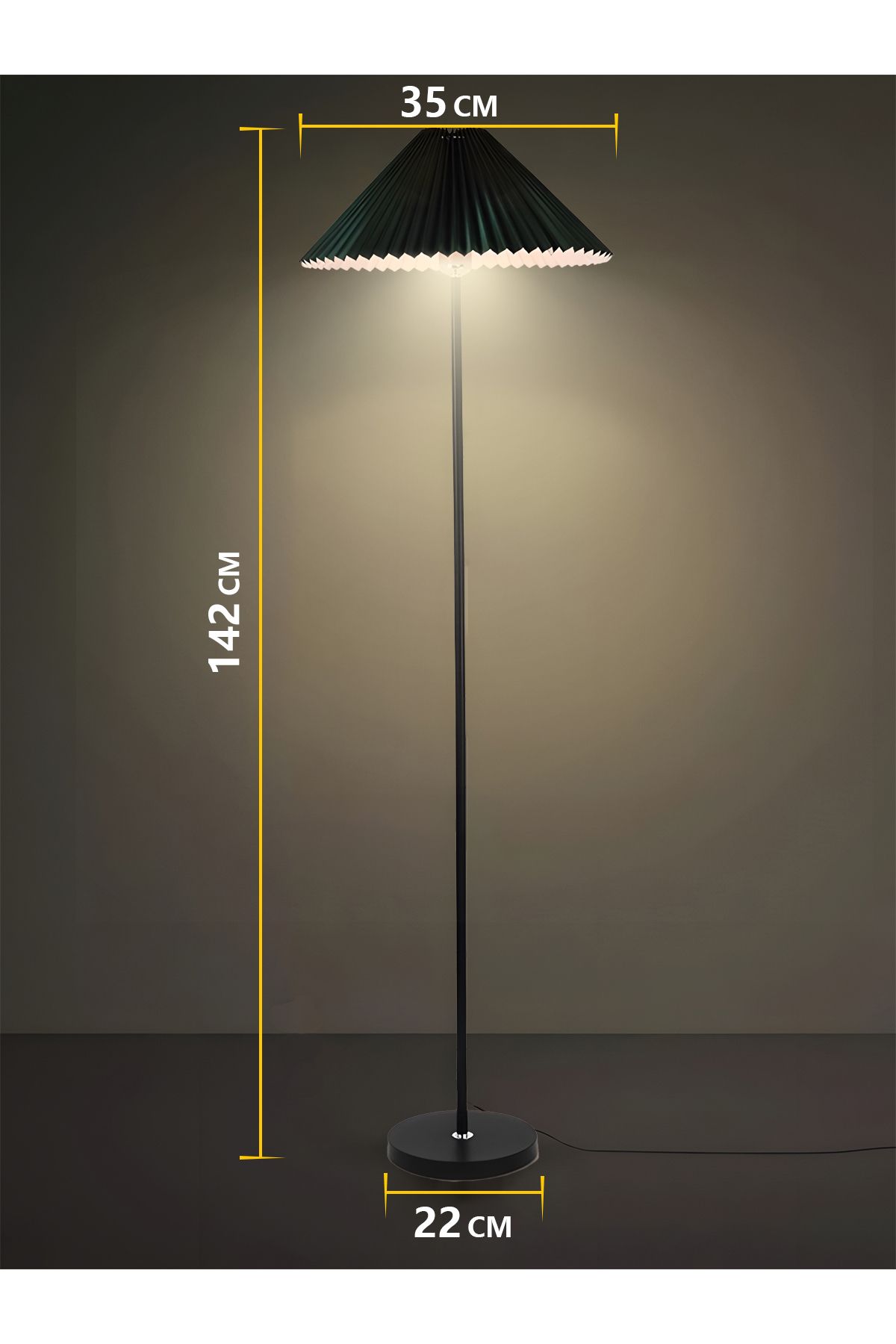 Lumely-Nordic Pleated Floor Lamp,12w 3 Modes,Adjustable 3 Brightness,E27,Green Lampshade 4