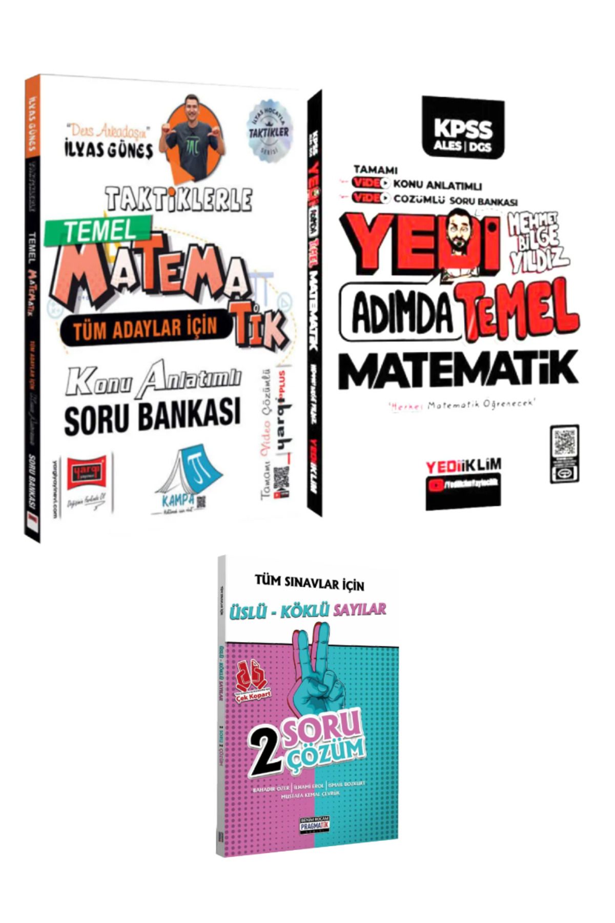 Yargı Yayınları İlyas Güneş|Taktiklerle Temel Matematik+Mehmet Bilge Yıldız|Yedi Adımda Temel Matematik Konu Soru B.