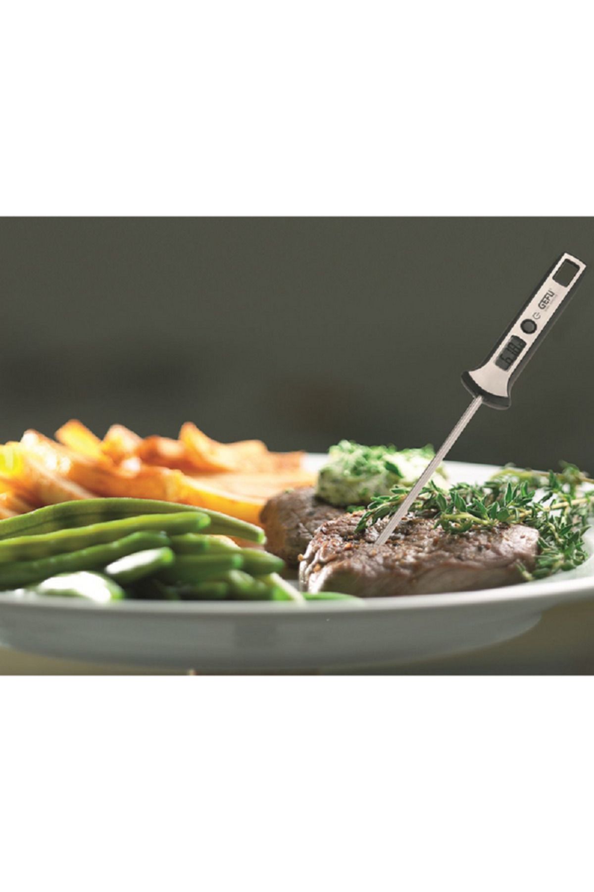 GEFU-Scala Easily Readable LCD Display Digital Thermometer Black and Silver 5
