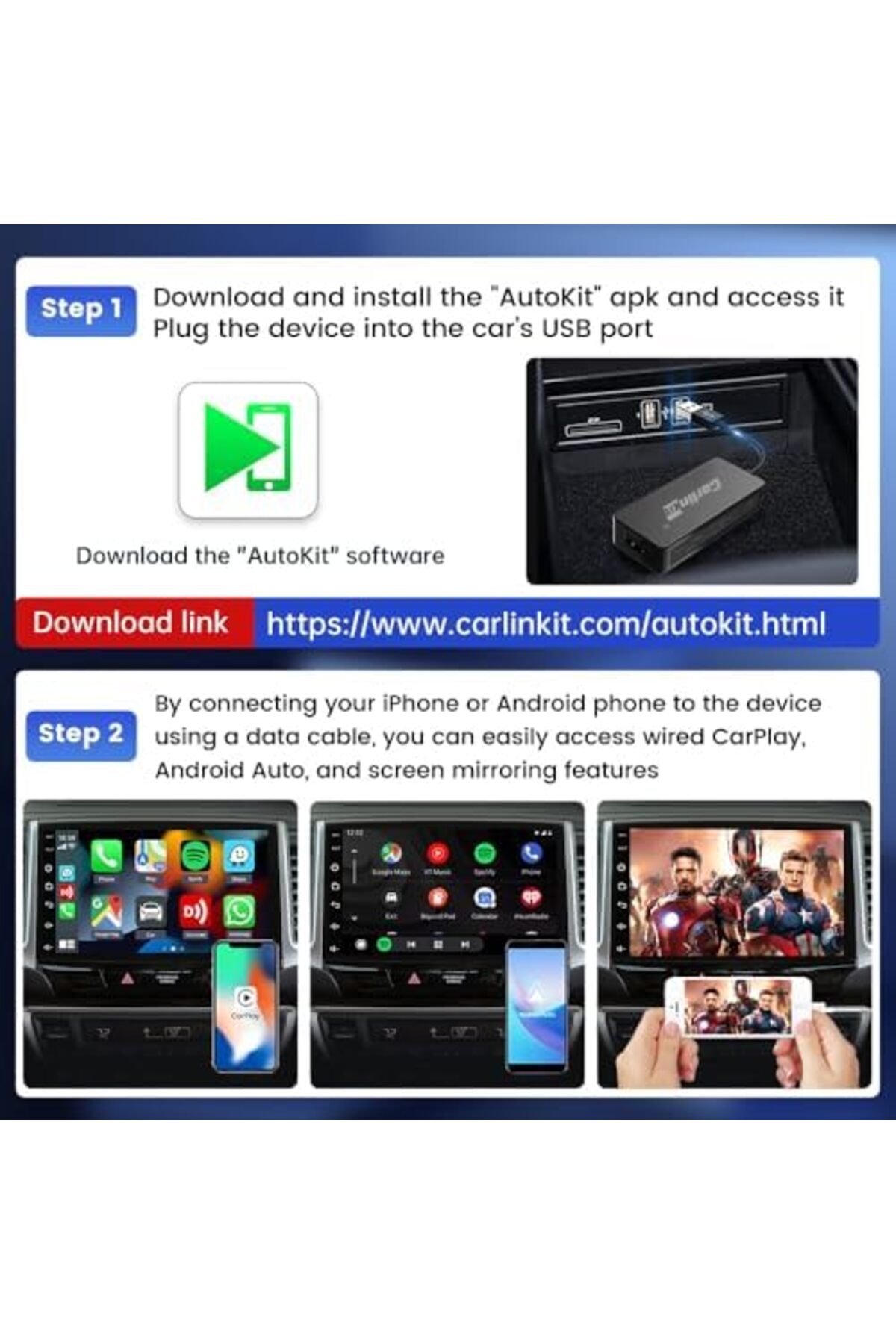 carlinkit-Adapter for Aftermarket Android Head Unit - CCPA CarPlay & Android Auto 2-in-1 Dongle 6