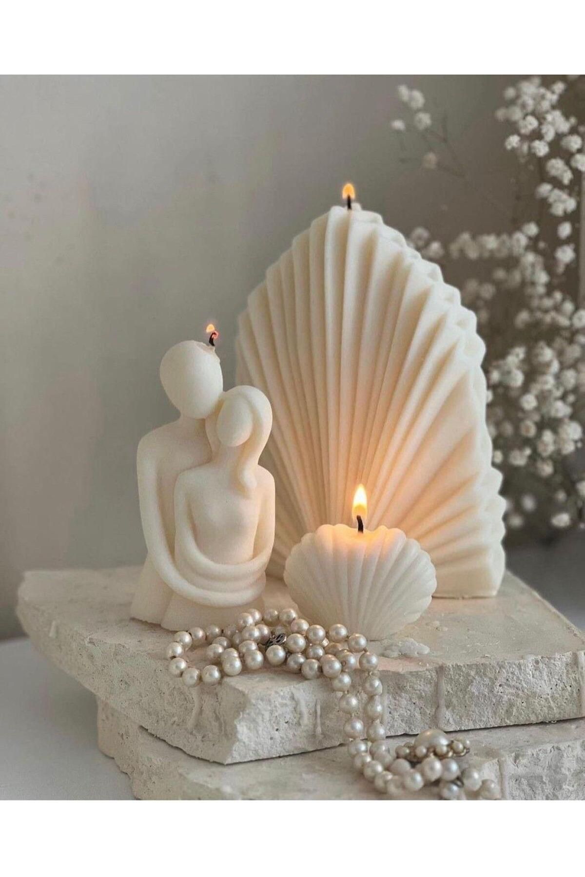 SCA CANDLE Dekoratif Mum Palm +Sevgi +Kalp Toplam 3 Parça