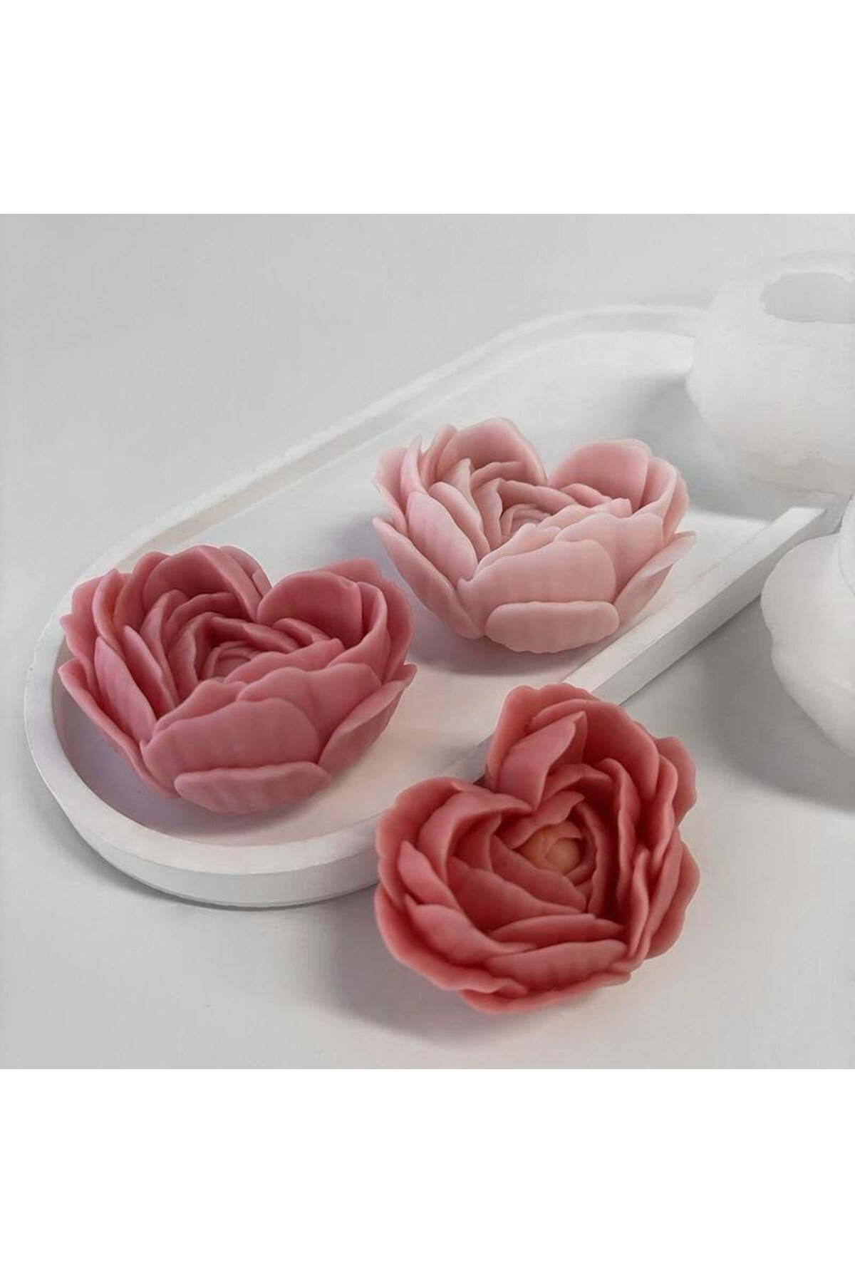 SCA CANDLE Dekoratif Mum kalp desenli çiçek gül 3 lü