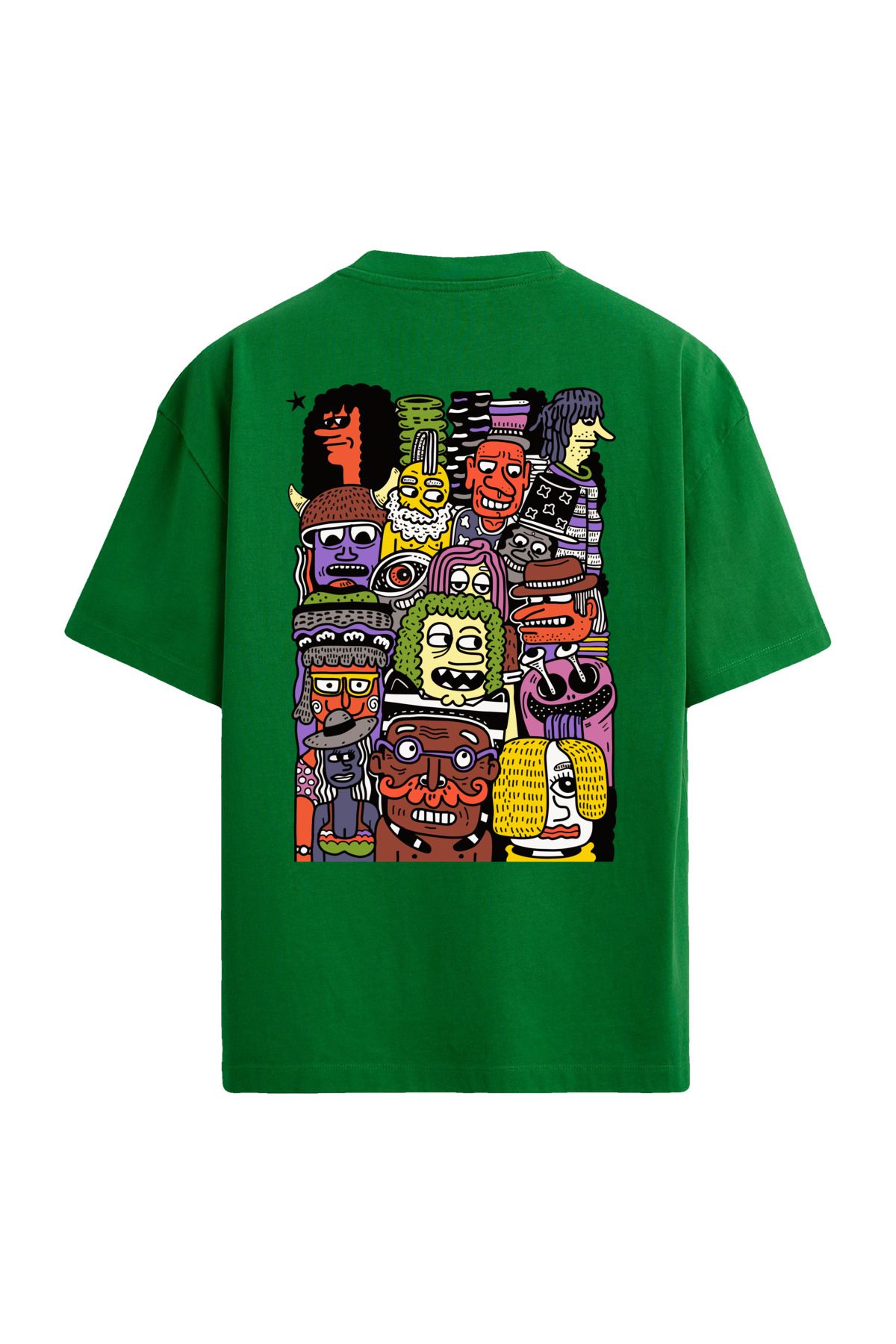 Colermi Renkli Portre Sırt Baskılı Oversize T-Shirt