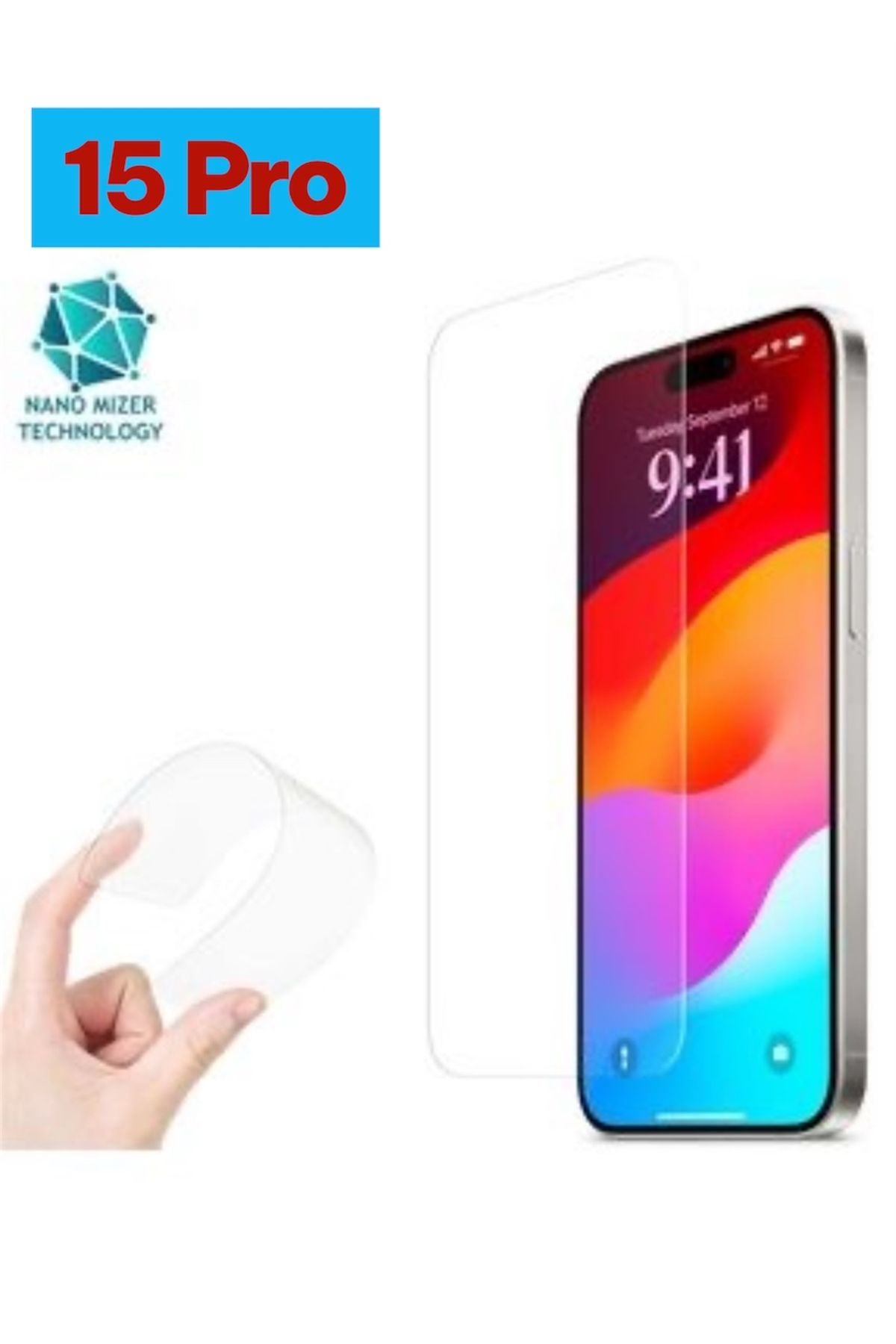 TEKNOPARKTA Iphone 15 Pro Darbe Korumalı Esnek Nano Ekran Koruyucu