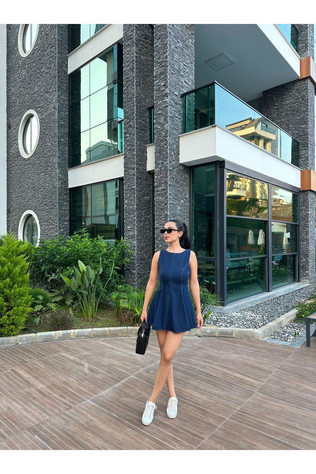 NurKaraBoutique Denim Volanlı Elbise