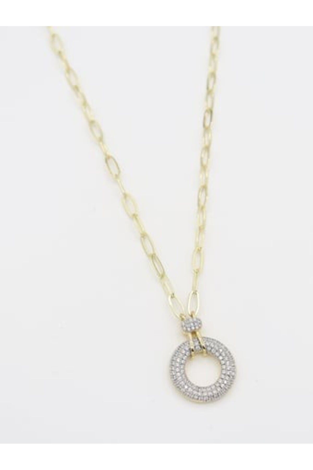 illys Gold Silver Zirkon Taş Detaylı Yuvarlak Altın Kaplama Kolye
