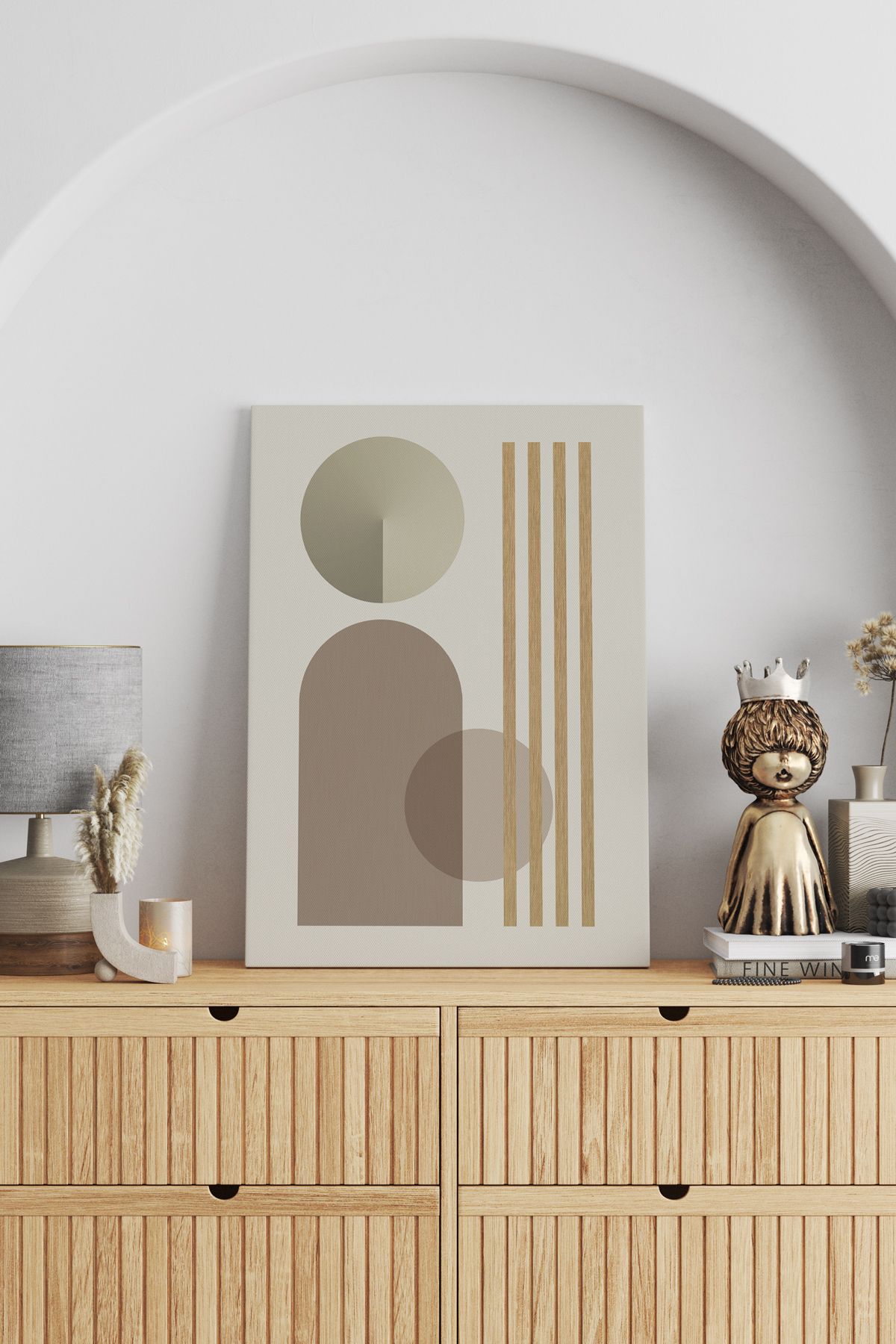 SELMIRA Daire ve Çizgi Minimalist Kanvas Tablo