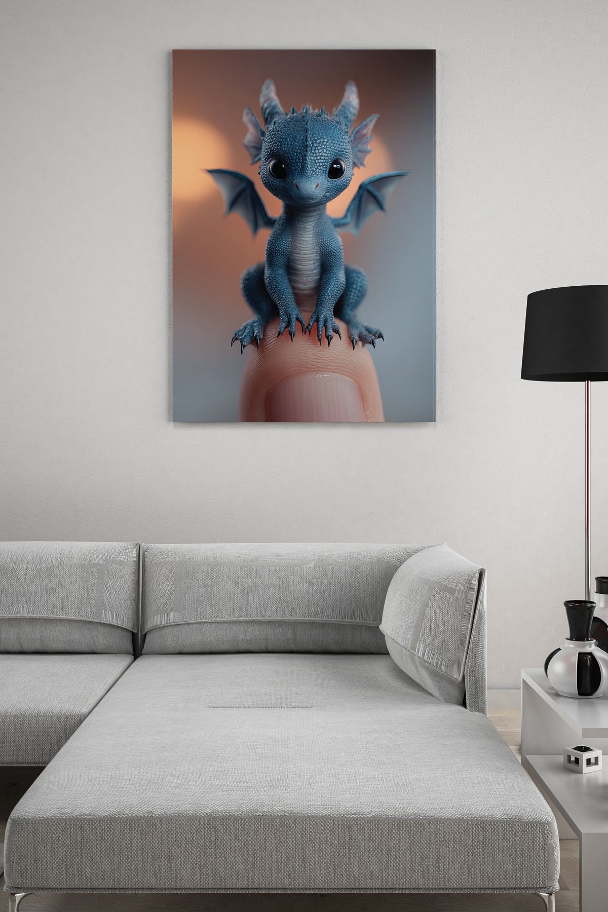 SELMIRA Mavi Yavru Ejderha Kanvas Tablo