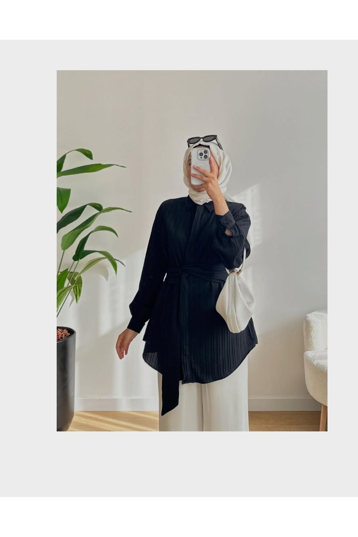 GÜLSEVEN Belden bağlamalı Kemerli gömlek modeli