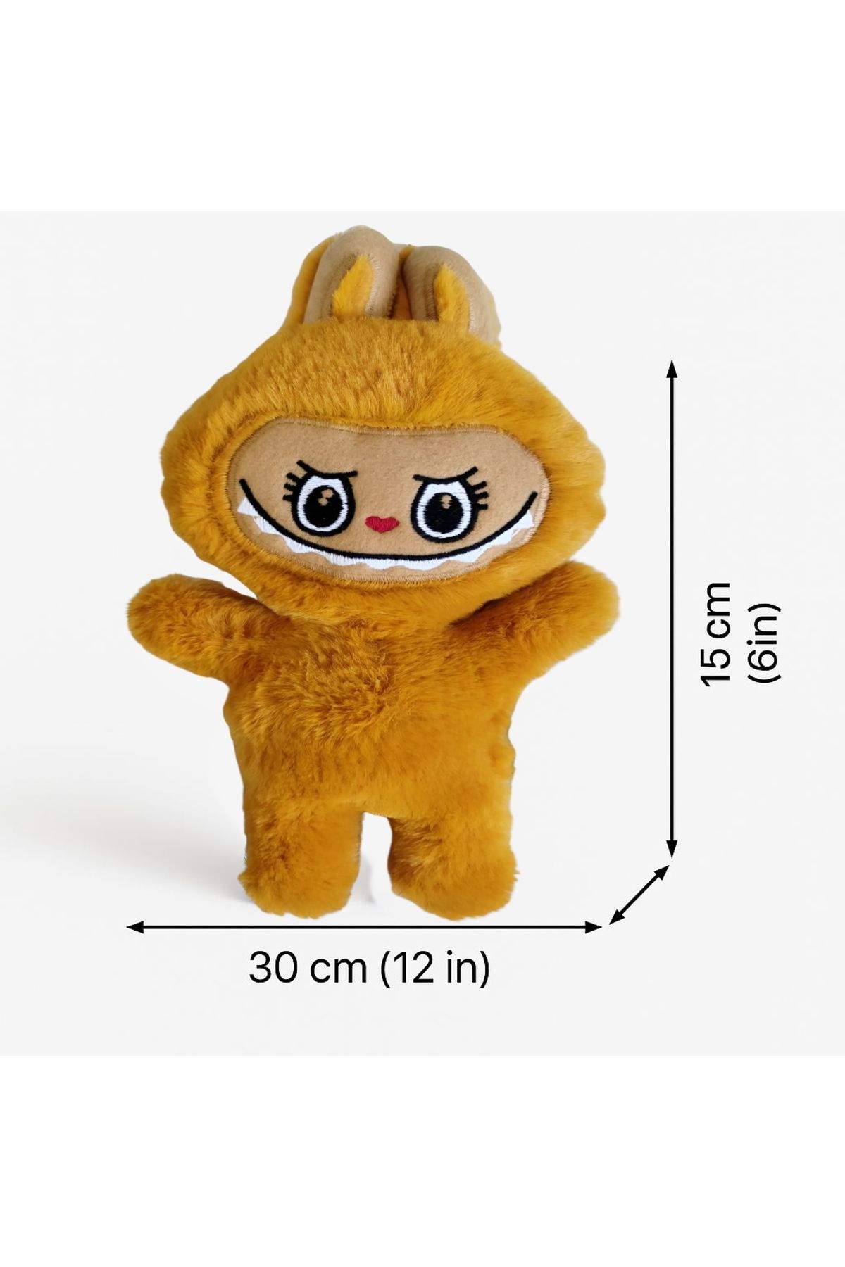 Hediye Deposu Labubu Peluş Oyuncak 30 cm – Sevimli ve Yumuşacık Karakter Oyuncak Hardal