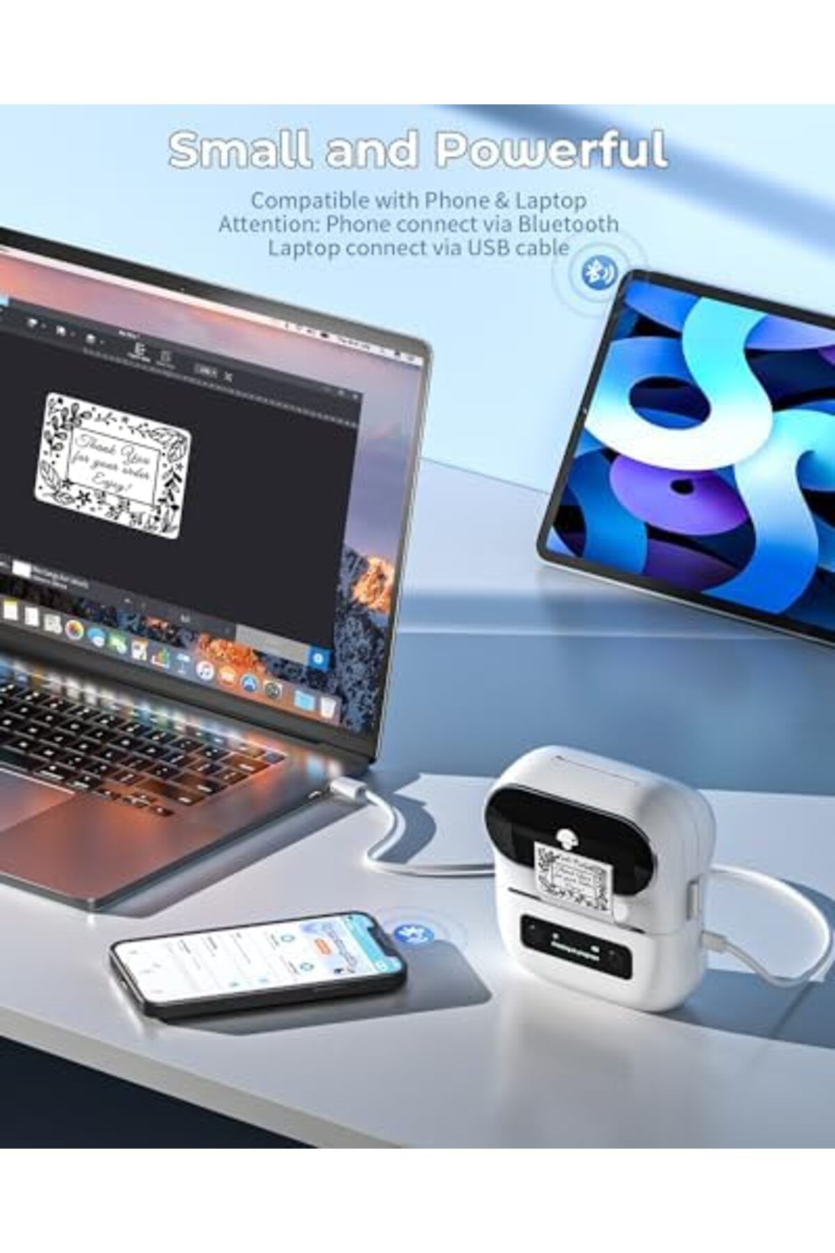 Phomemo-طابعة ملصقات حرارية M220، ماكينة صنع ملصقات محمولة للباركود والاسم والإضافة 6