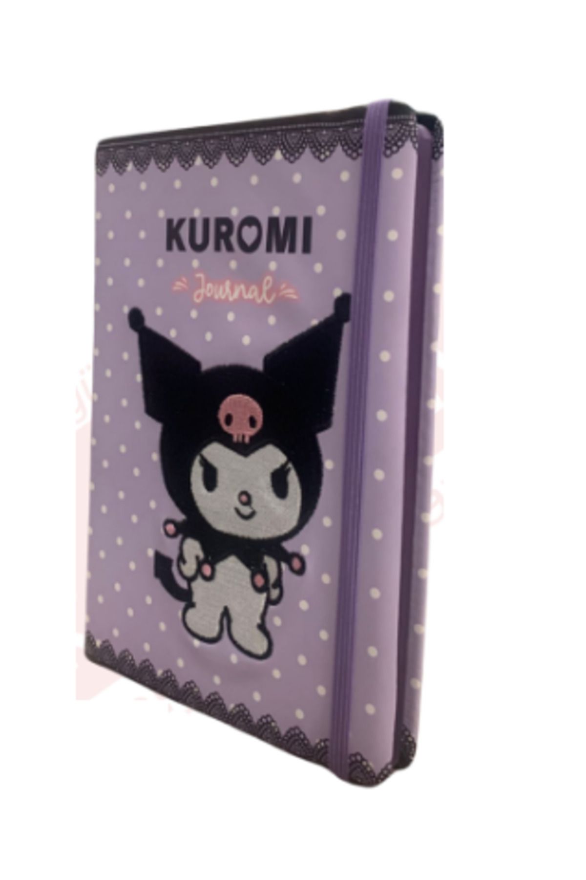 Bruno Visconti Vj Kuromi Vegan Deri Günlük Defter A5 100 Gr 192 Sayfa Lastikli, Kener Boyalı Nakışlı