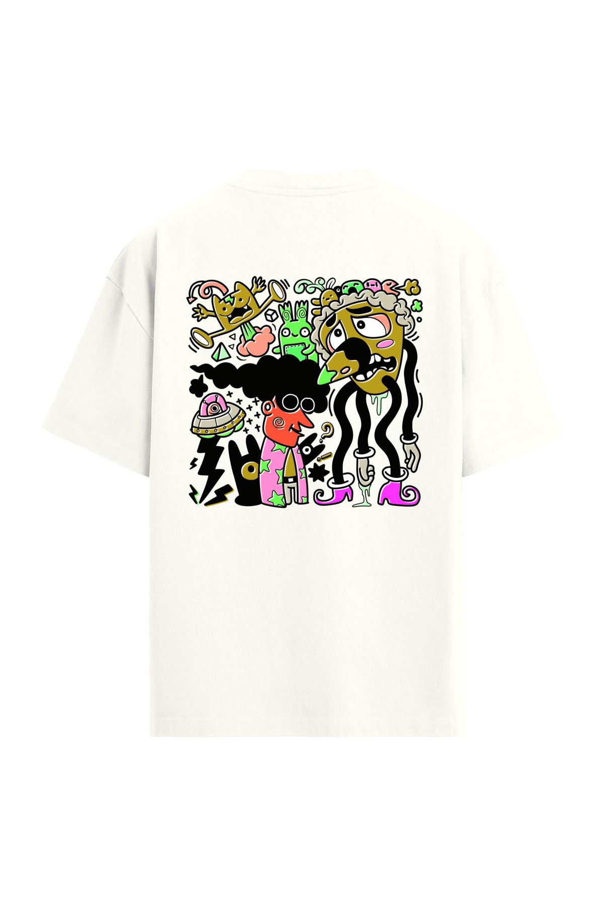 Colermi Çizgi Karakterli Sırt Baskılı Üniseks Oversize T-Shirt