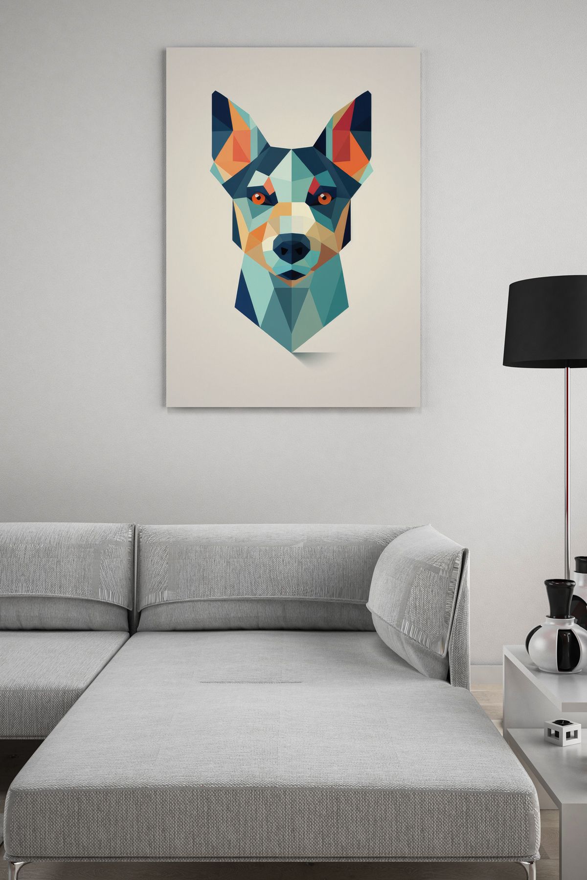 SELMIRA Geometrik Köpek Kanvas Tablo