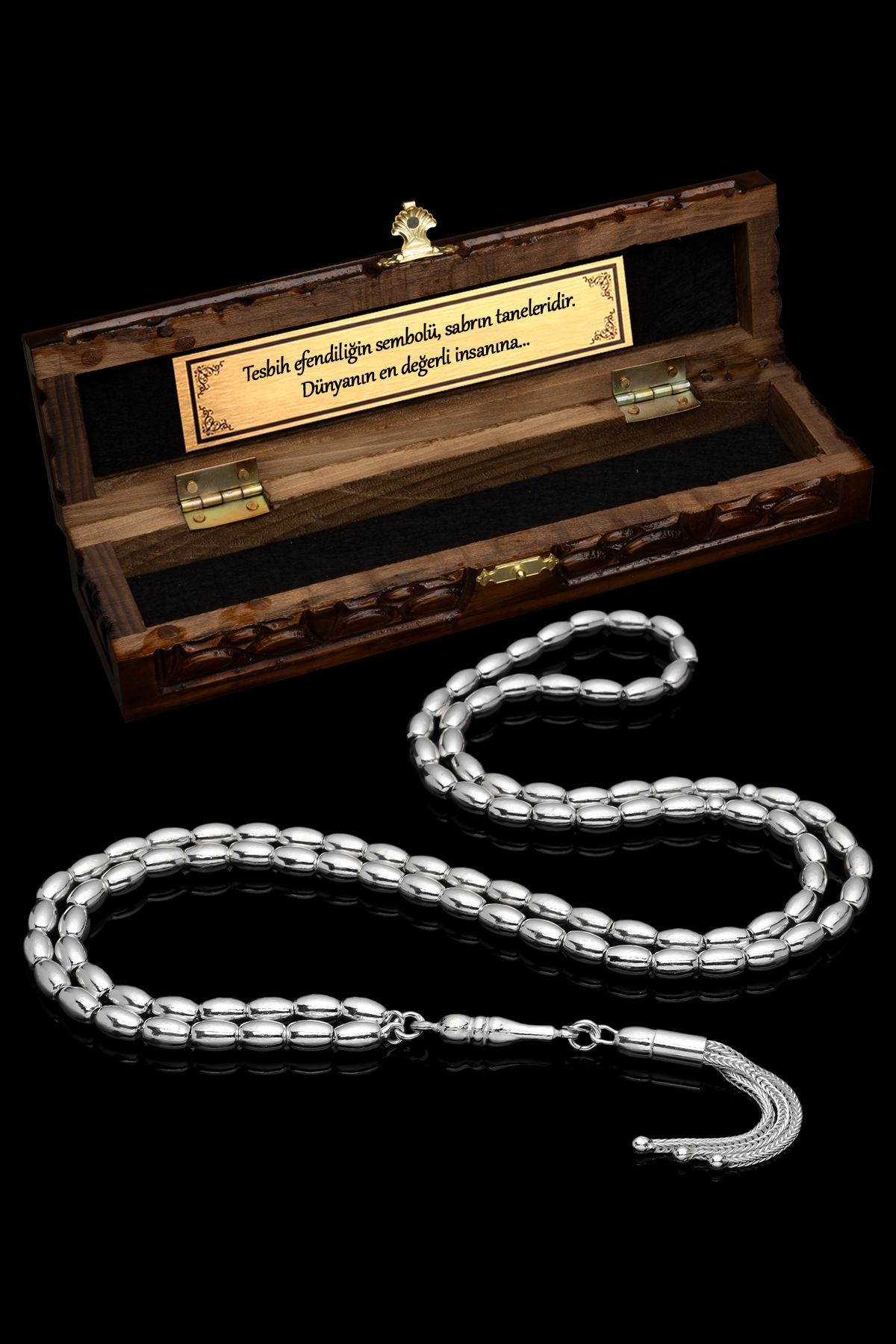 OTTOTESBİH Sertifikalı 99luk Gümüş Tespih 5x7.5mm 42Gr Arpa Kesim, Namaz Tesbihi