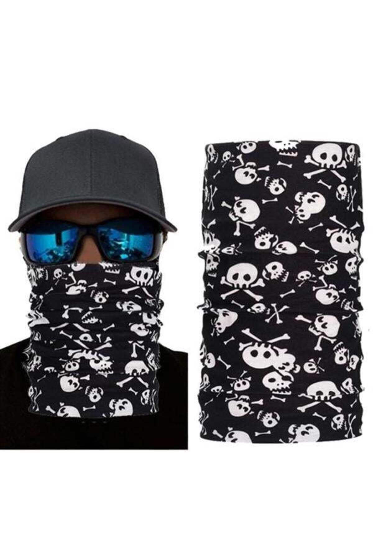 Vemora Siyah Beyaz İskelet Baskılı Buff Bandana
