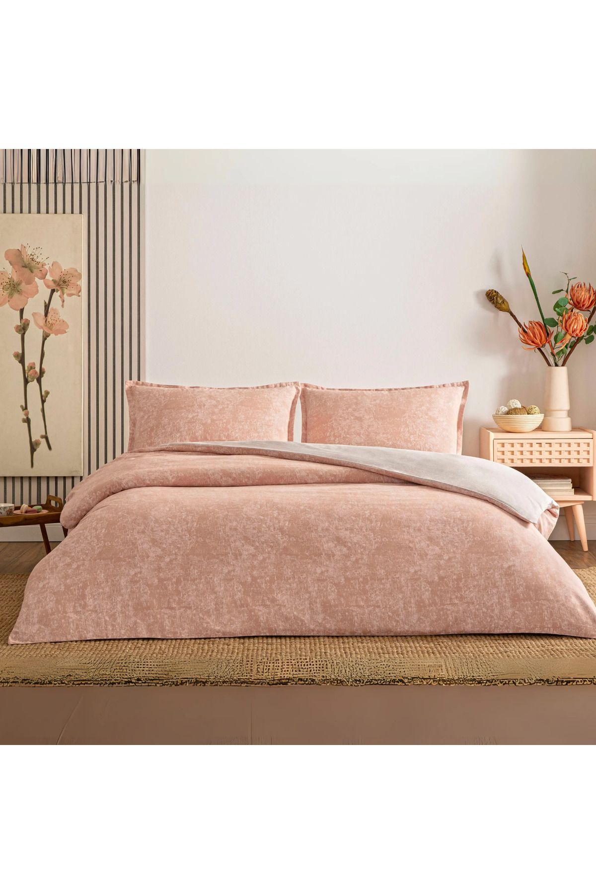 Taç TAÇ SEÇ&SER ÇİFT TARAFI DESENLİ ÇİFT KİŞİLİK NEVRESİM TAKIMI SHİMMER ROSE