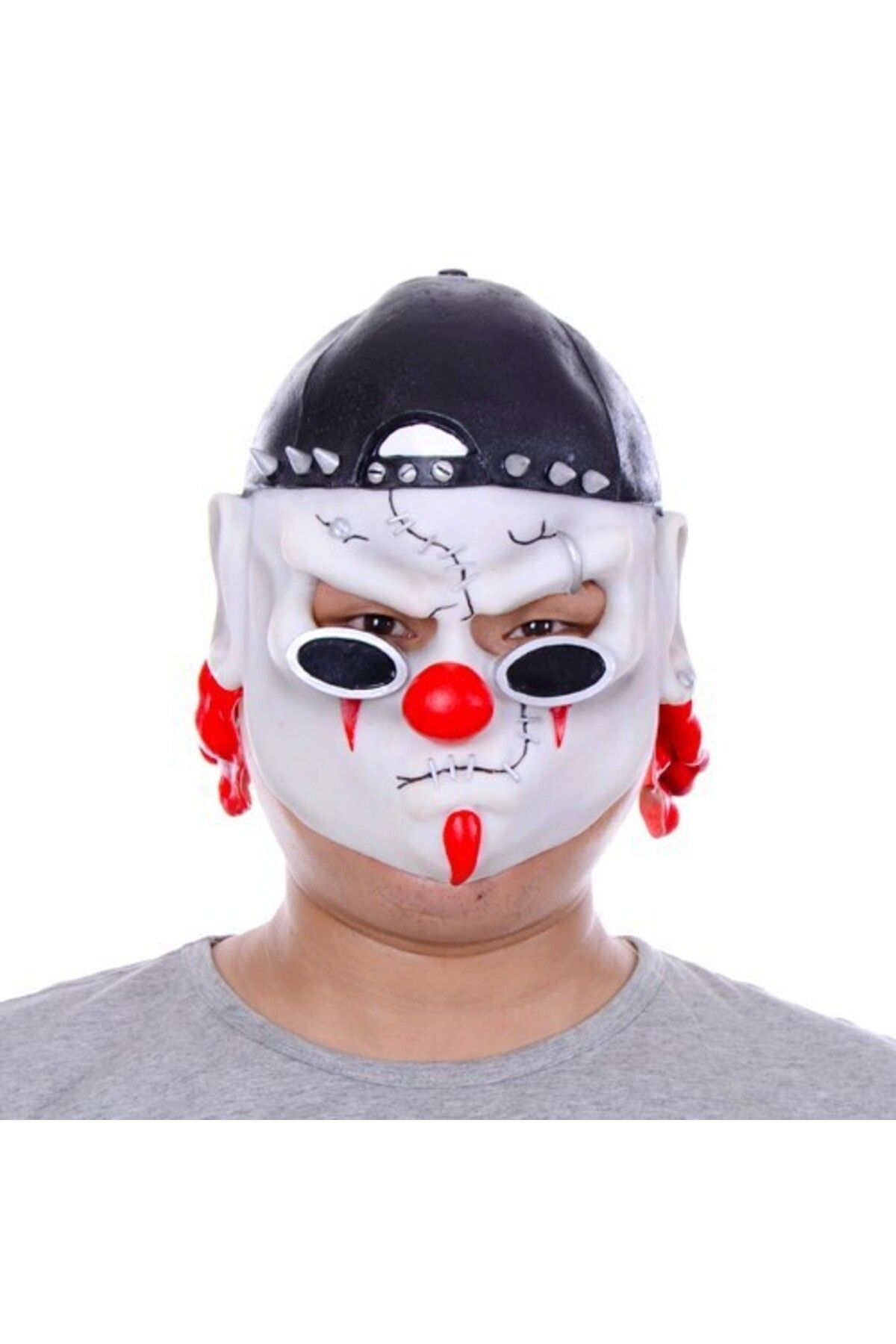Modafiks Lateks Şapkalı Gözlüklü Beyaz Maske