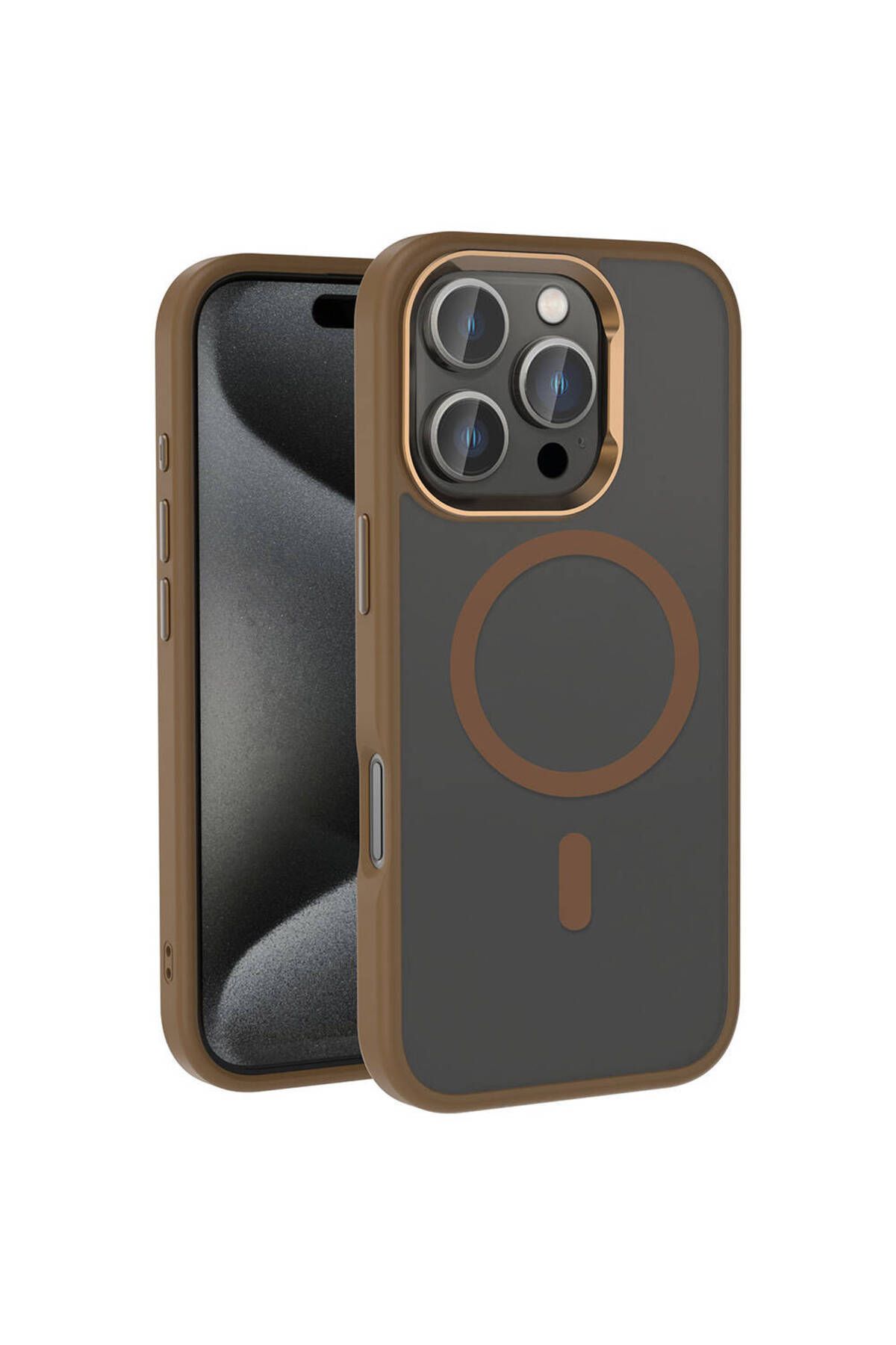 zore Apple iPhone 16 Pro Max Kılıf M-safe Şarj Özellikli Parlak Kamera Çerçeveli Zore Kost Kapak