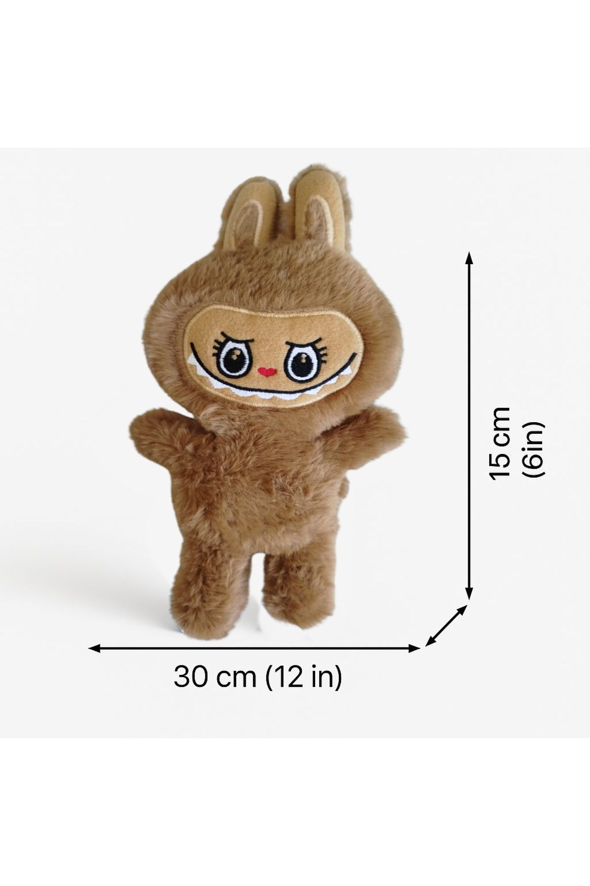 Hediye Deposu Labubu Peluş Oyuncak 30 cm – Sevimli ve Yumuşacık Karakter Oyuncak Kahverengi